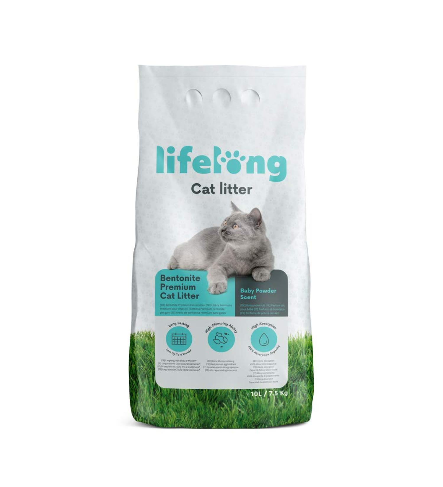 Amazon Brand - Lifelong Bentonite Premium Cat Litter Baby Powder Scent 10L (Pack of 1) - Buy Online on GoSupps.com