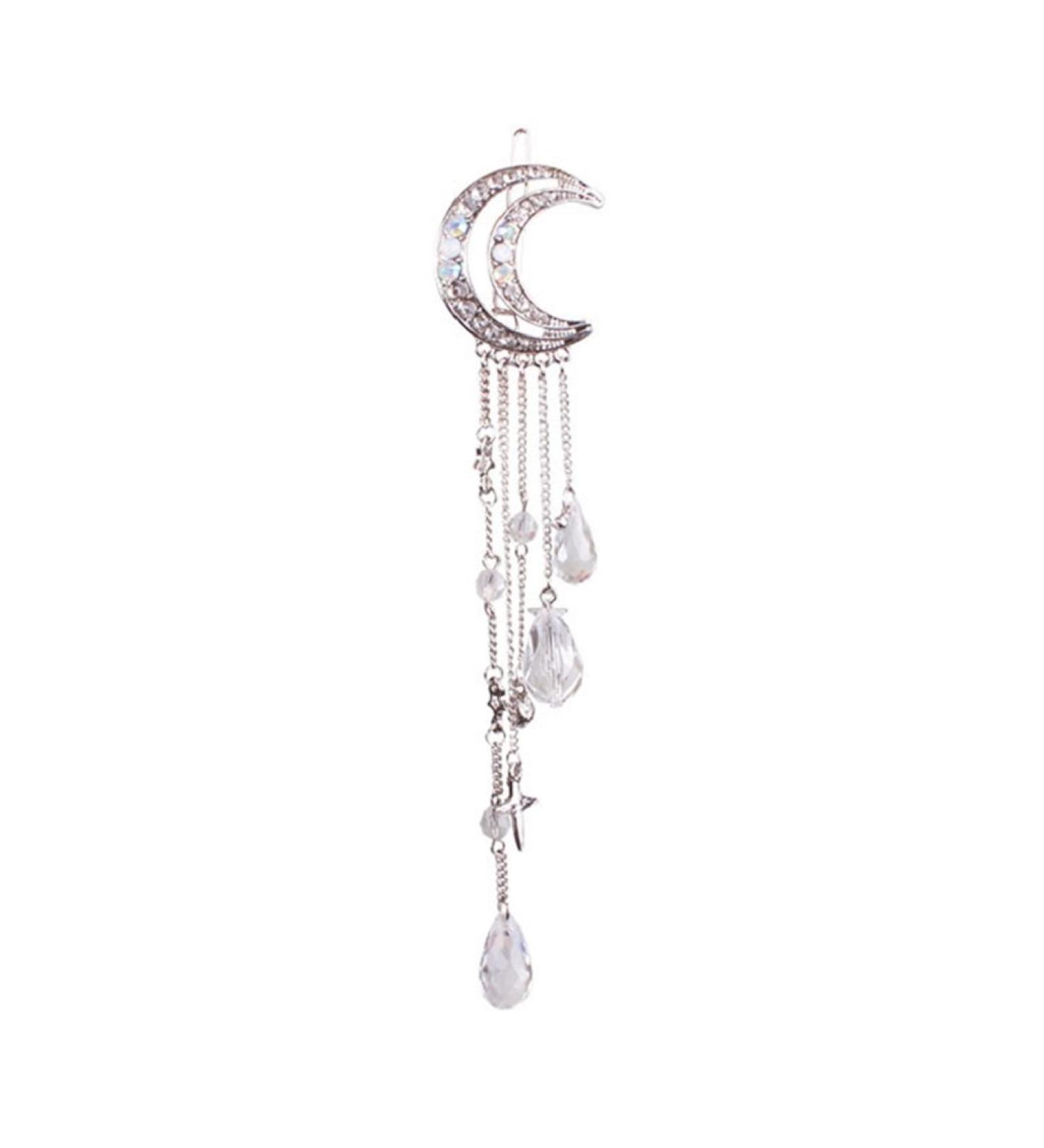 Buy Sukisuki Rhinestone Moon Tassel Hair Clips | Women Hairpins for Weddings & Parties - International Shipping - Buy Online on GoSupps.com