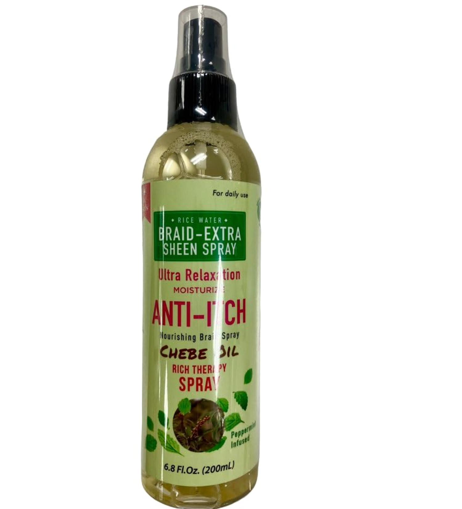Ultra Relaxation Anti-Itch Braid Extra Sheen Spray 6.8oz/ 200ml (Chebe Oli & Peppermint)
