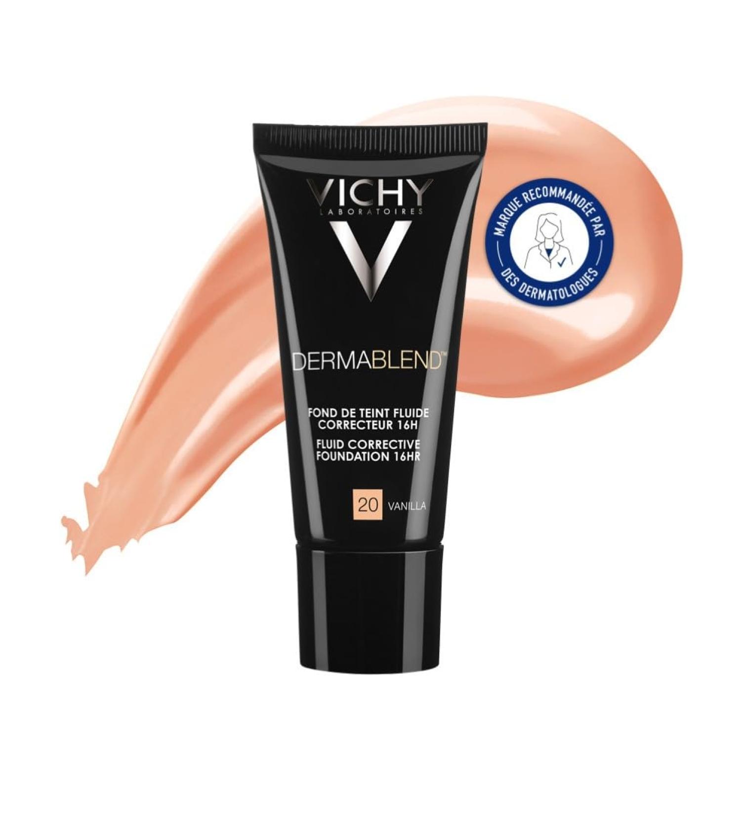 Vichy Dermablend Fond de Teint Fluide Correcteur Longue Tenue 16H Haute Couvrance SPF 35 Adapt aux Peaux Sensibles Normales S ches Teint : Vanilla 20 30 ml - Buy Online on GoSupps.com