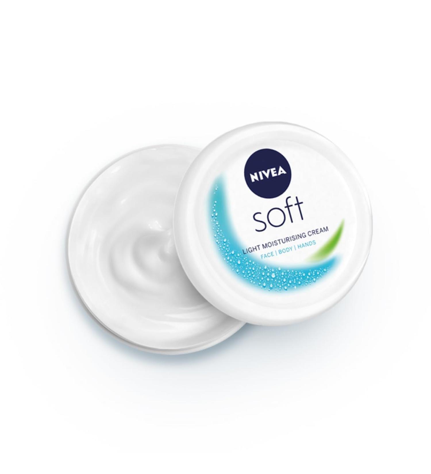 NIVEA Soft Light Moisturizer Cream with Vitamin E & Jojoba Oil for Face Hands and Body 100 ml - Buy Online on GoSupps.com