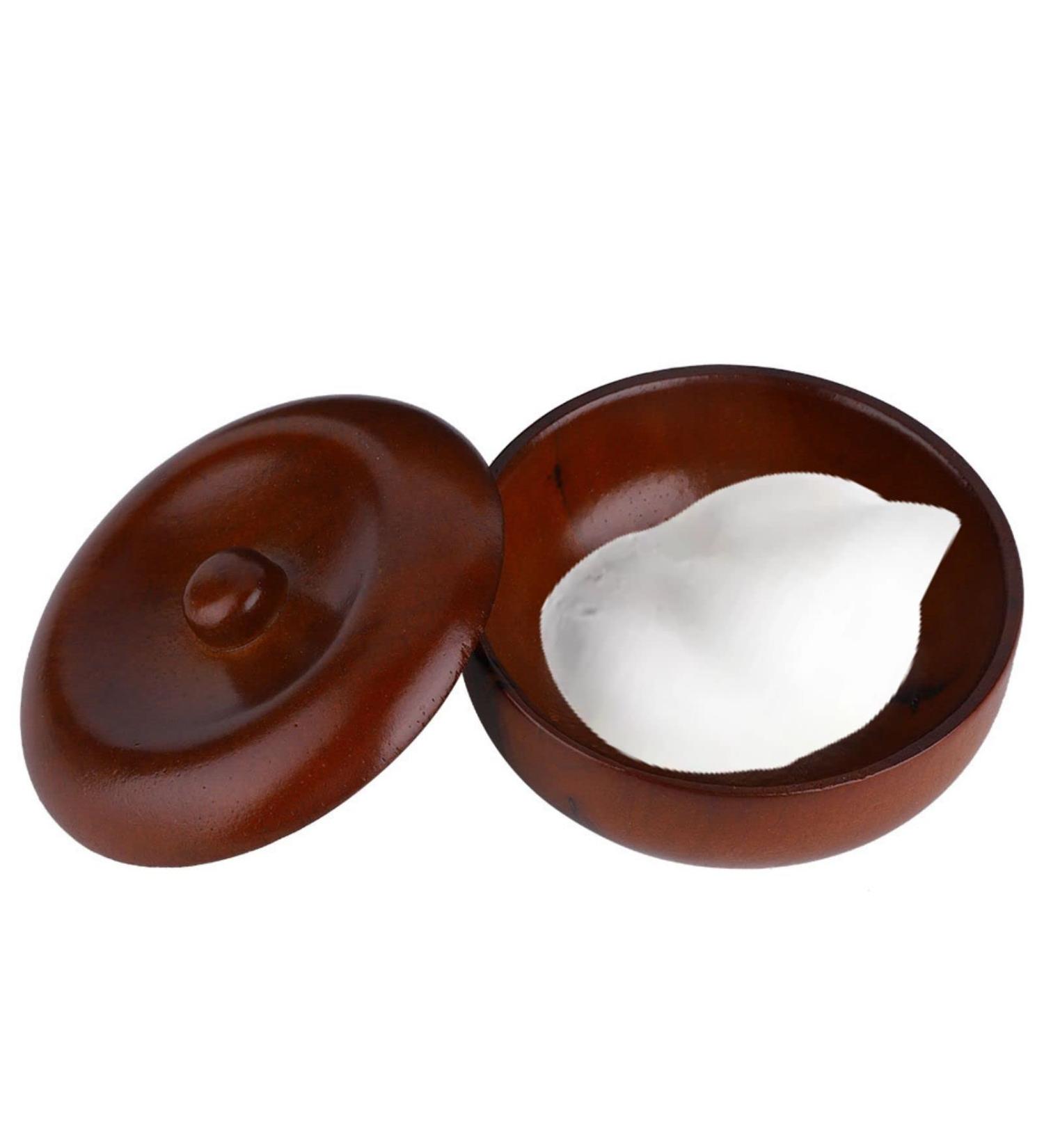 Rubber Wood Shaving Soap Cream Bowl for Men - Foaming Shaving Bowl with Cover | Barber Beard Styling Tool for Home & Salon - Buy Online on GoSupps.com