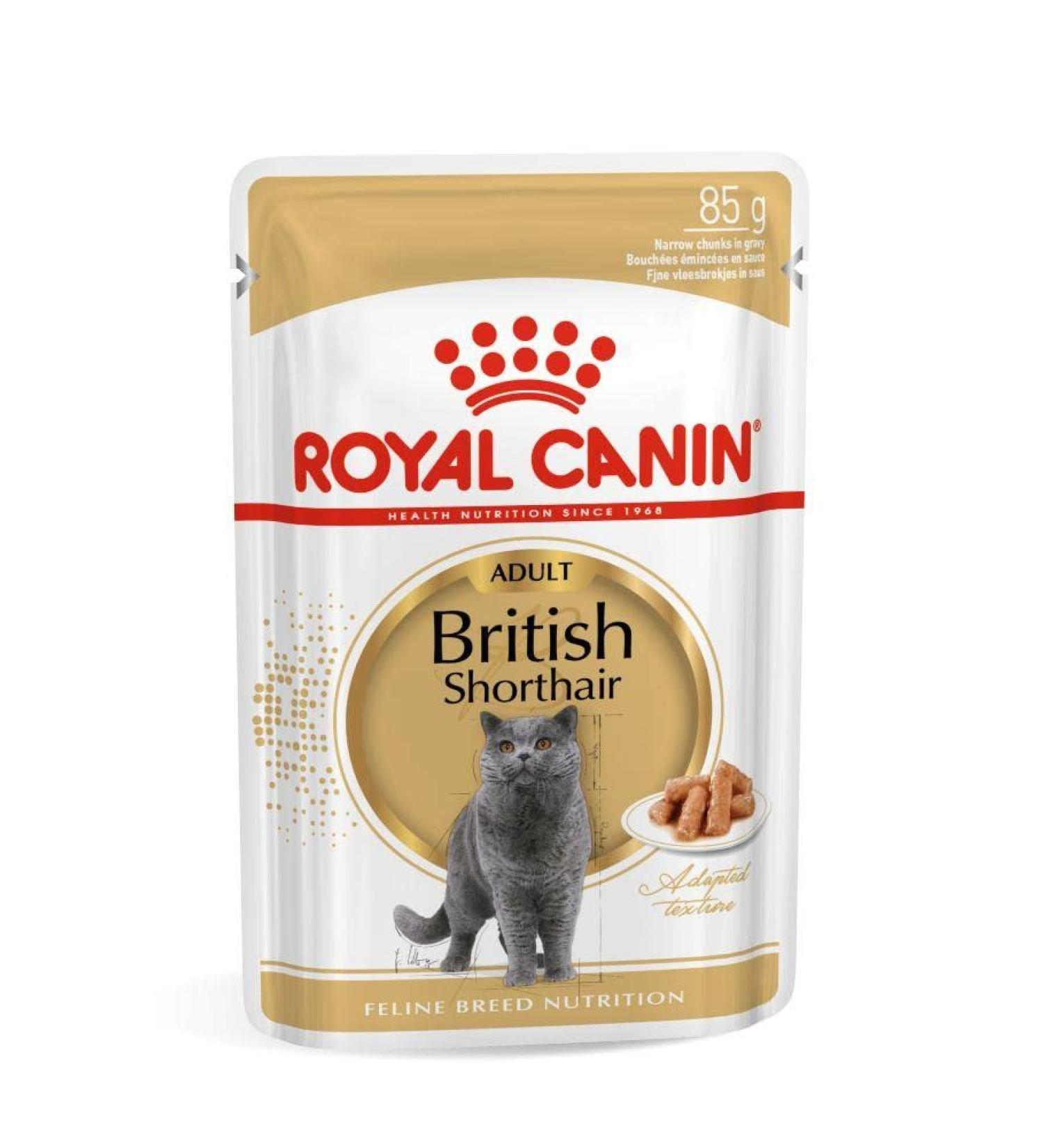 Royal Canin British Shorthair Adult Wet Cat Food Pouches 12 x 85g - Buy Online on GoSupps.com