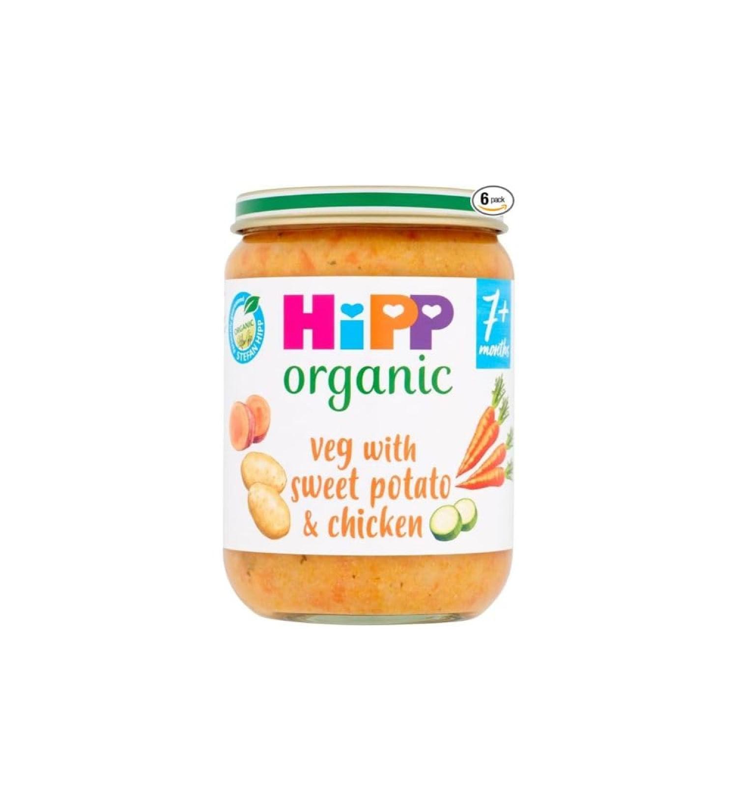 HiPP Organic Veg Sweet Potato and Chicken Baby Food Jar 7+ months, 6-Pack - 190g - Buy Online on GoSupps.com