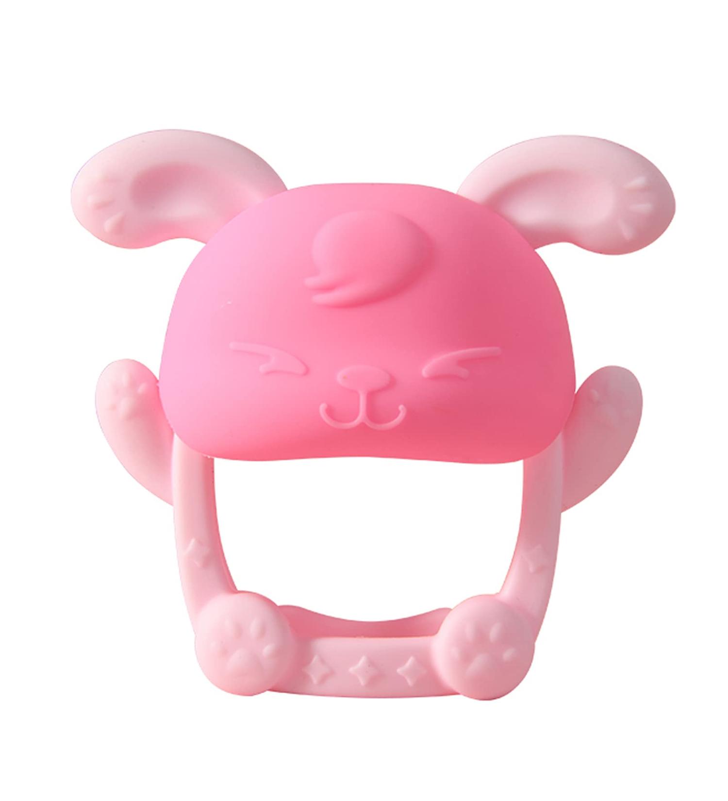 Xiaoxin Baby Bite Toys - Silicone Bite Gloves & Pacifiers for Toddlers 3+ Months | Safe Removable Pink Teething Ring - Buy Online on GoSupps.com