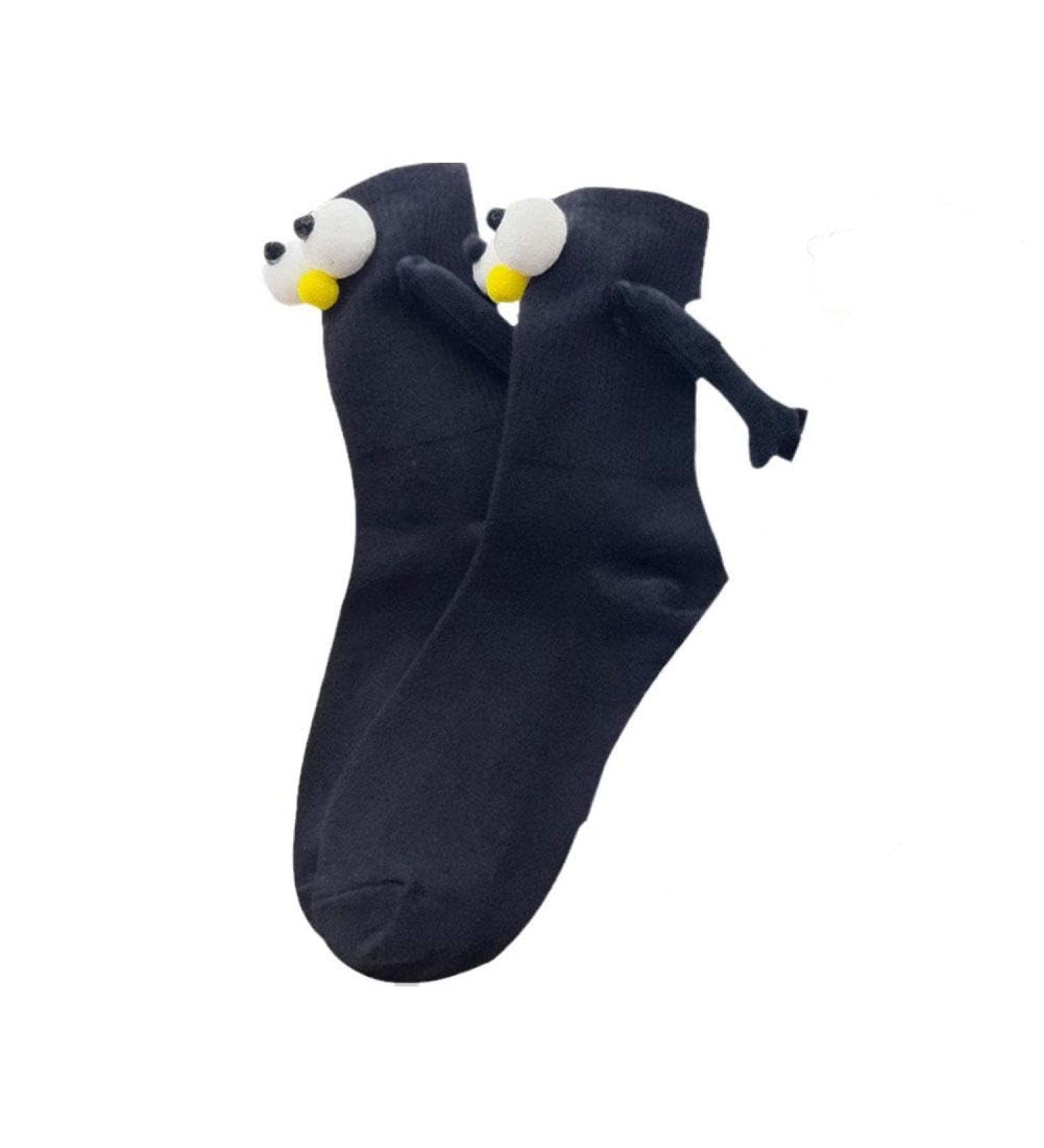 Magnetic 3D Doll Couple Socks | Simple Cartoon Design | Breathable Black | Size - Buy Online on GoSupps.com