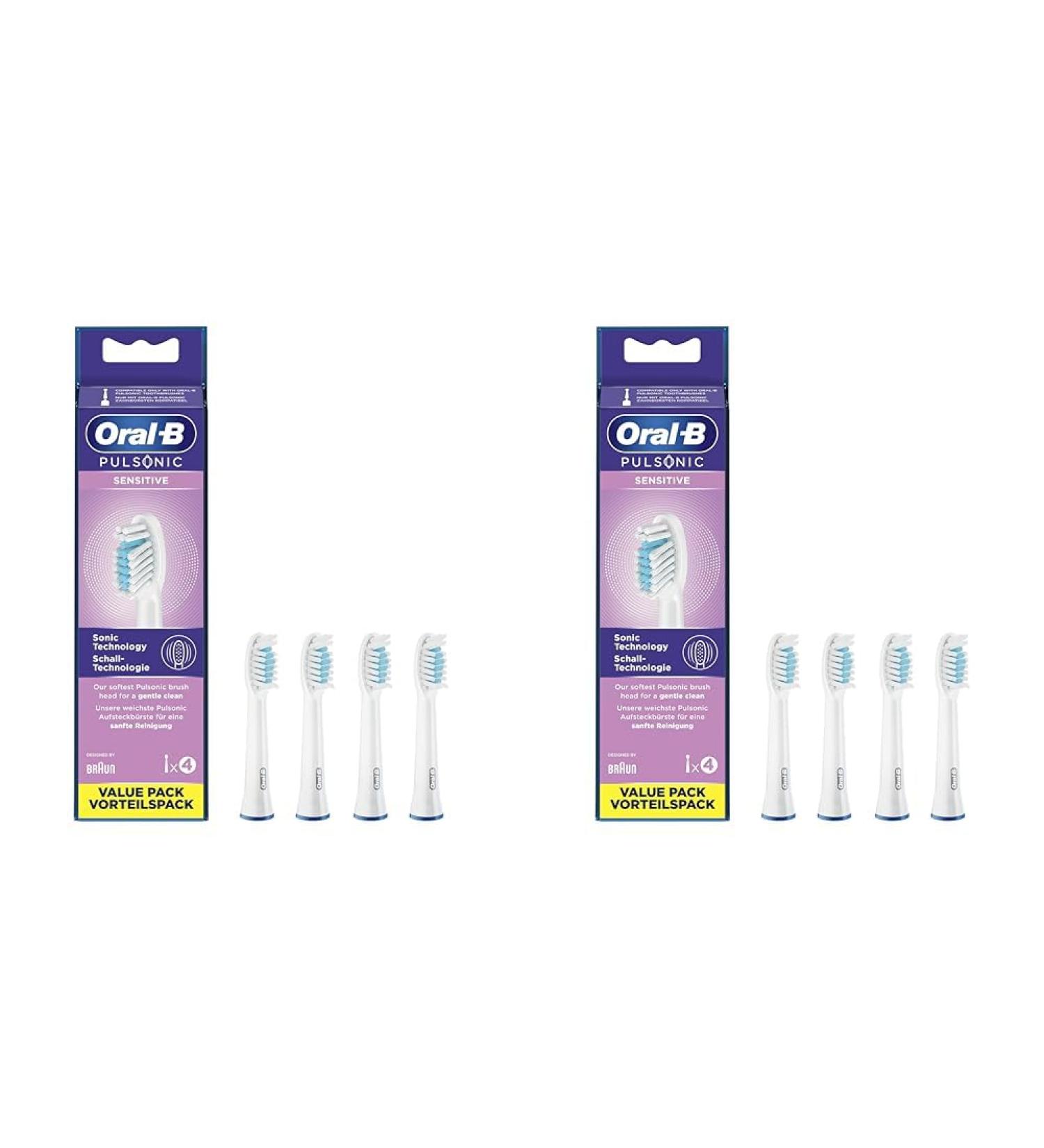Oral-B Pulsonic Sensitive Brush Heads - 4 Pieces (2 Pack) | Compatible with Oral-B Sound Toothbrushes - Buy Internationally - Buy Online on GoSupps.com