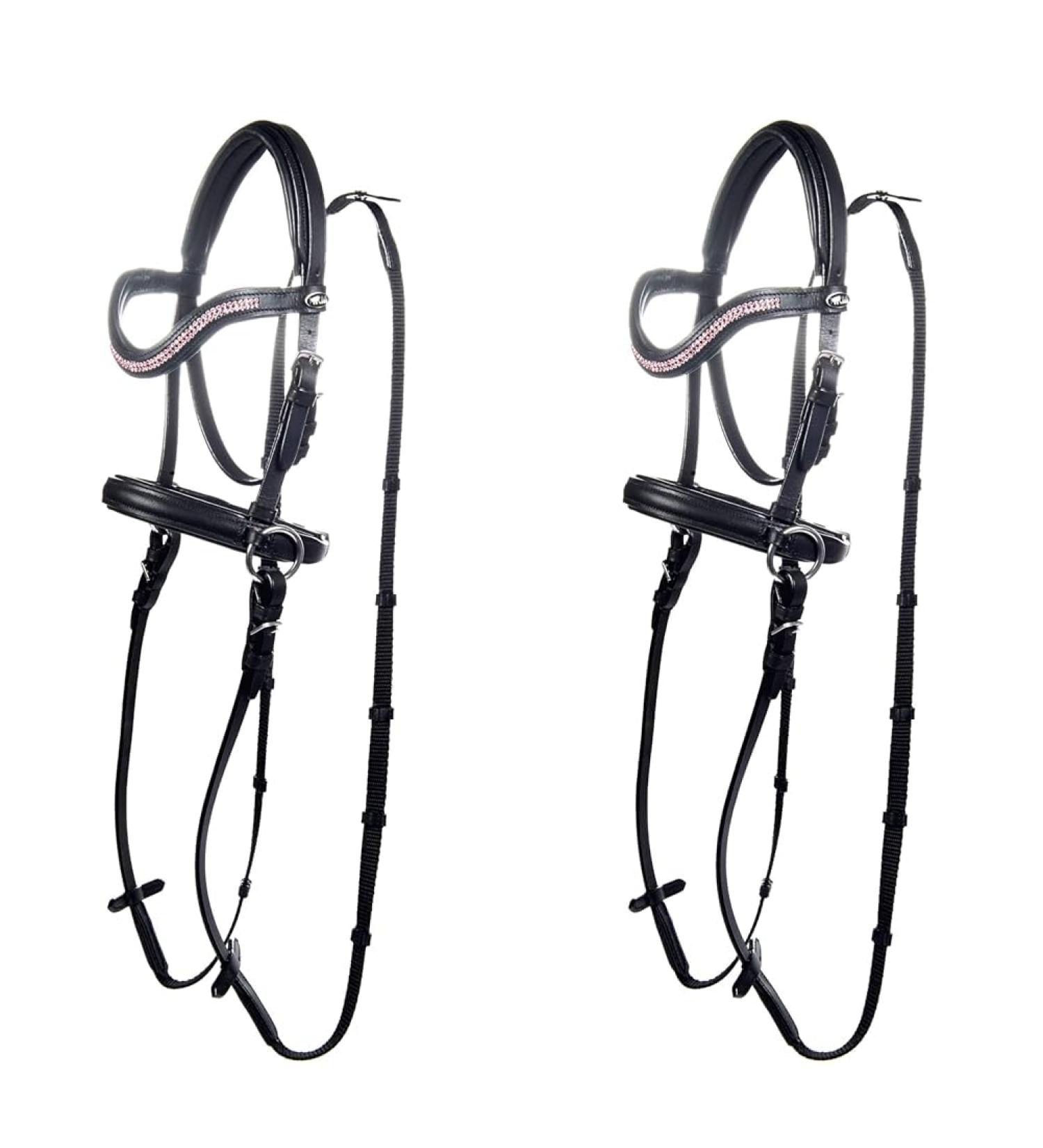 HKM Bridle Bitless Funny Horses black/pink Shetland Pony (Pack of 2) Shetland Pony (Pack of 2) Single Black/Pink