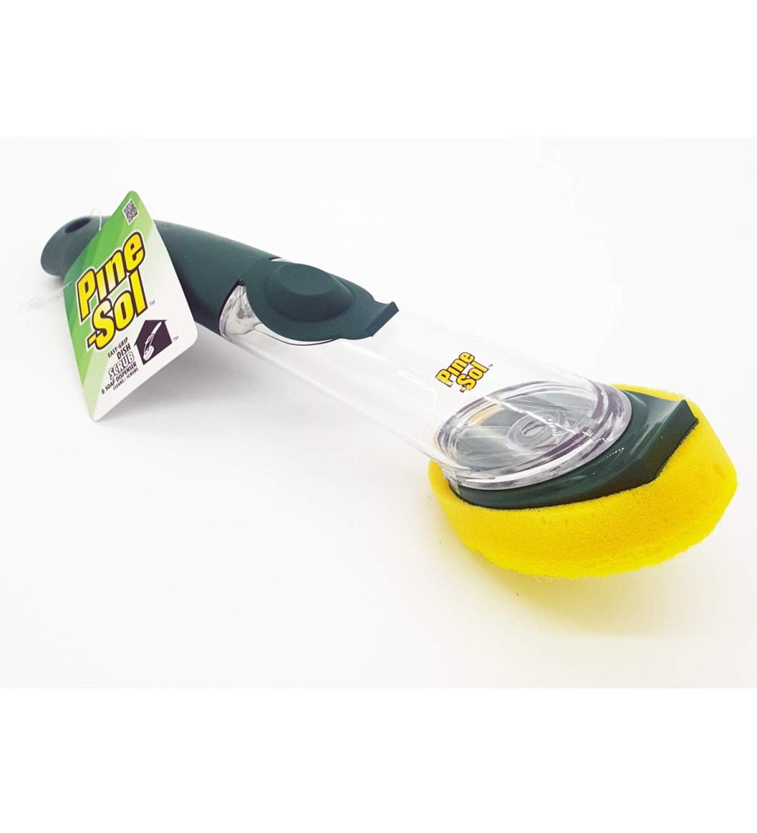 Pine-Sol Premium Soap Dispensing Brush | Kitchen Wand for Cleaning Dishes, Pots and Pans | Soft Sponge Safe with Non-Stick Cookware