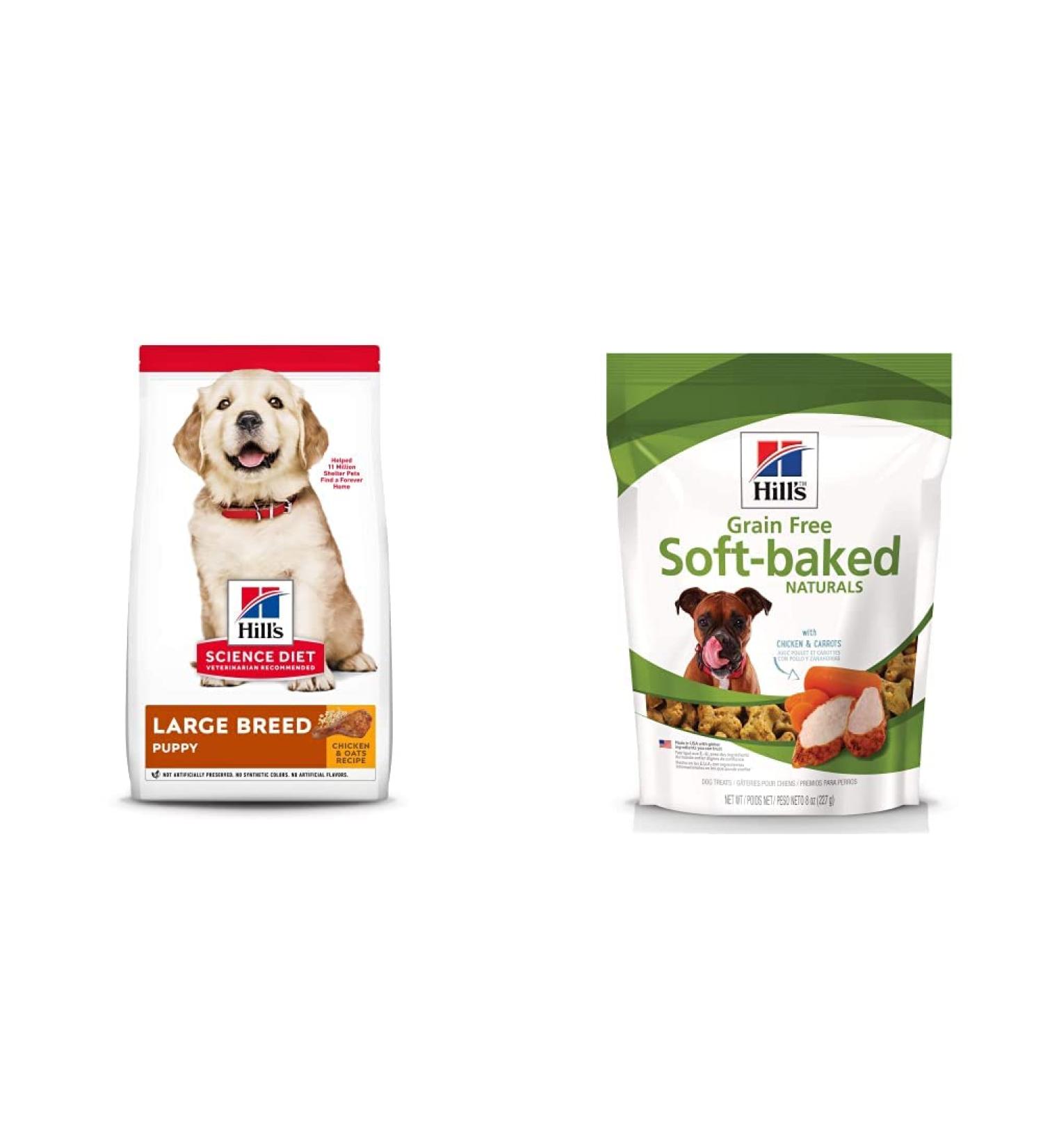 Hill's Science Diet Dry Dog Food for Puppy Large Breeds + Hill's Grain Free Soft-Baked Naturals Dog Treats