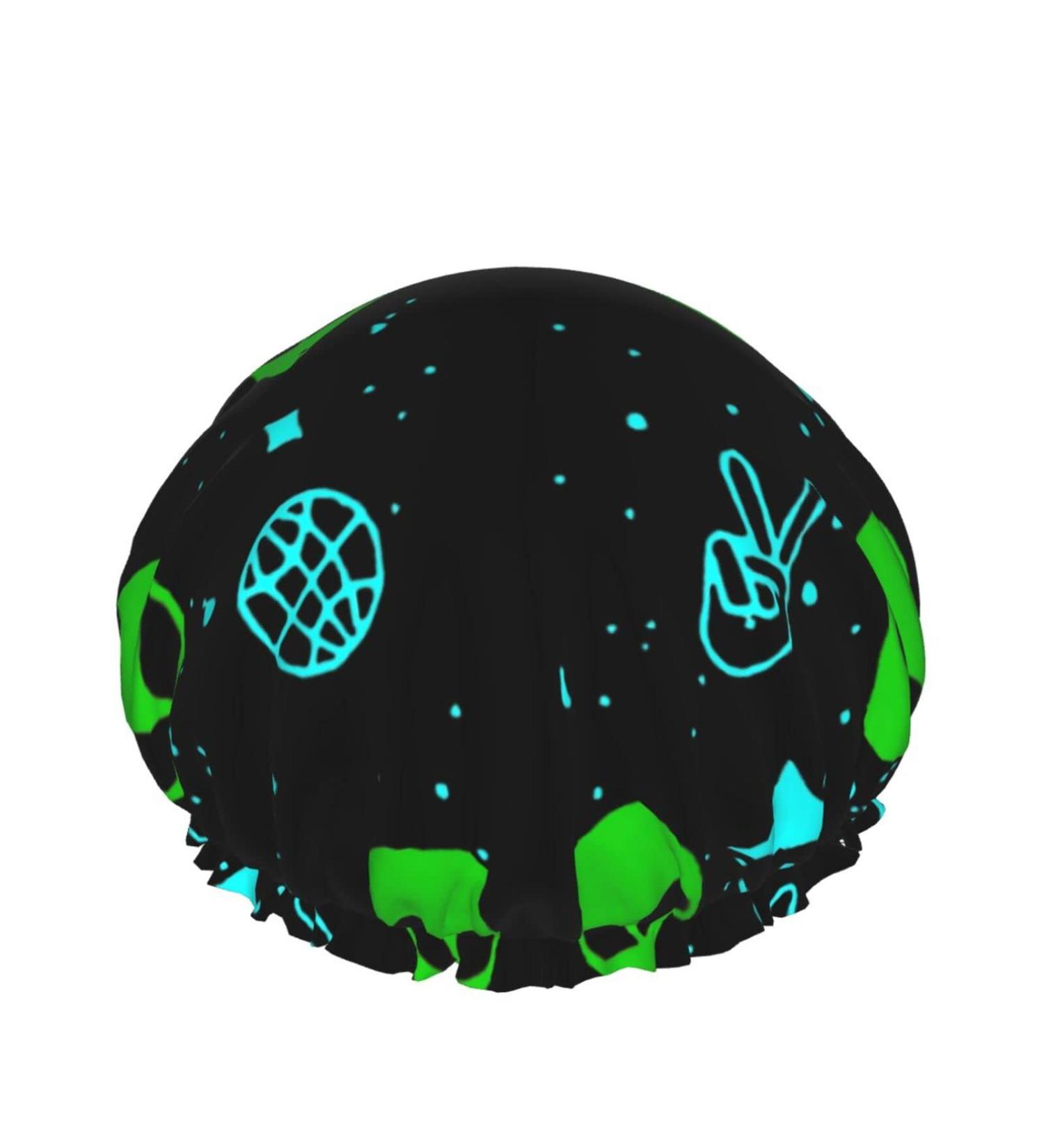Women's Harajuku Punk Alien Waterproof Shower Cap - Reusable Stretch Hem Hair Hat - Buy Online on GoSupps.com