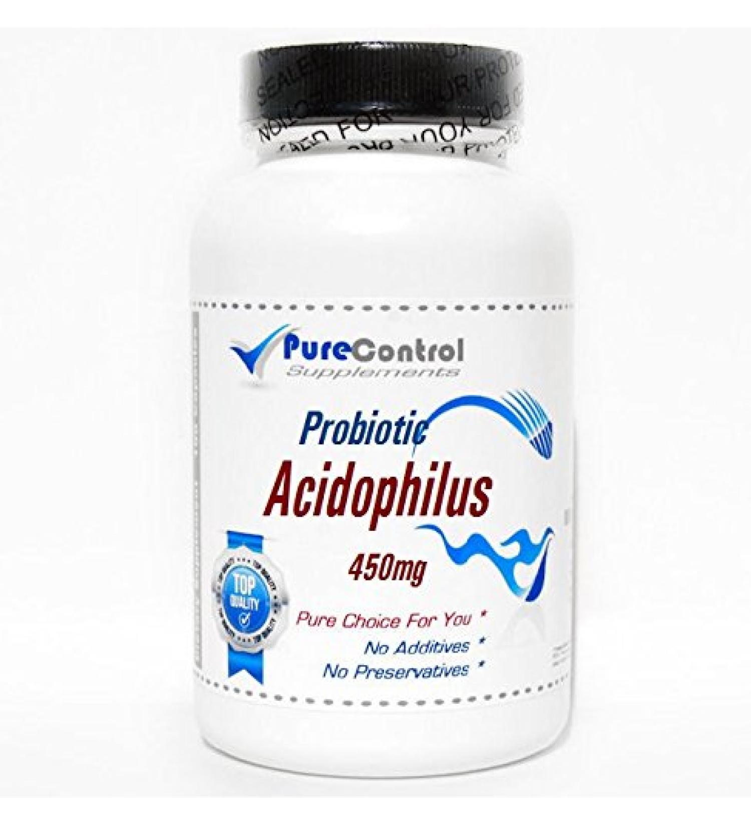 Probiotic Acidophilus 500 Million Live Active Cultures / 450mg (No Refrigeration Needed) // 100 Capsules // Pure // by PureControl Supplements