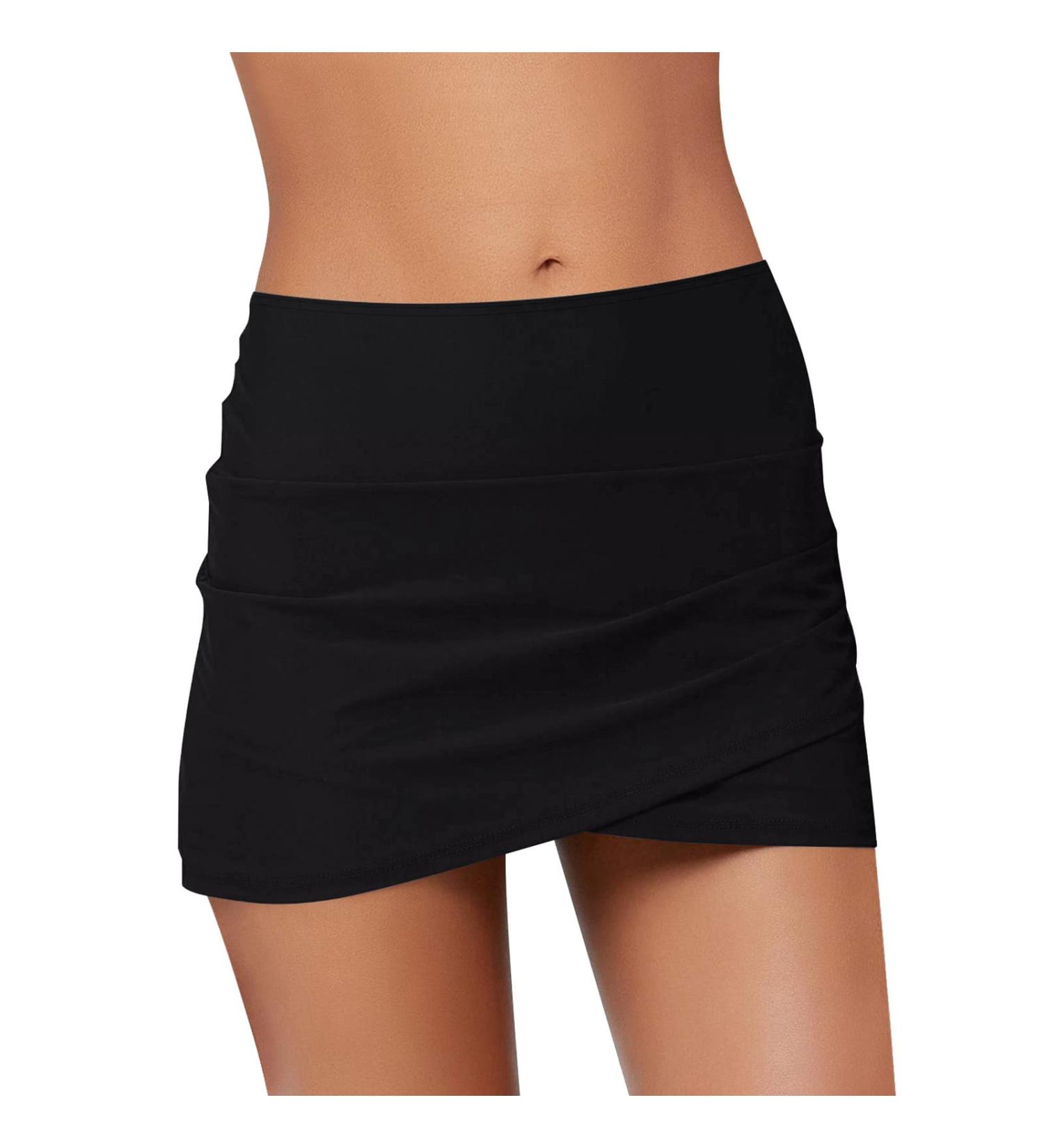 Women's High Waist Bathing Shorts - Sexy V-Slit Wrap Skirt Bikini Cover-Up | Black XXL Swimwear - Buy Online on GoSupps.com