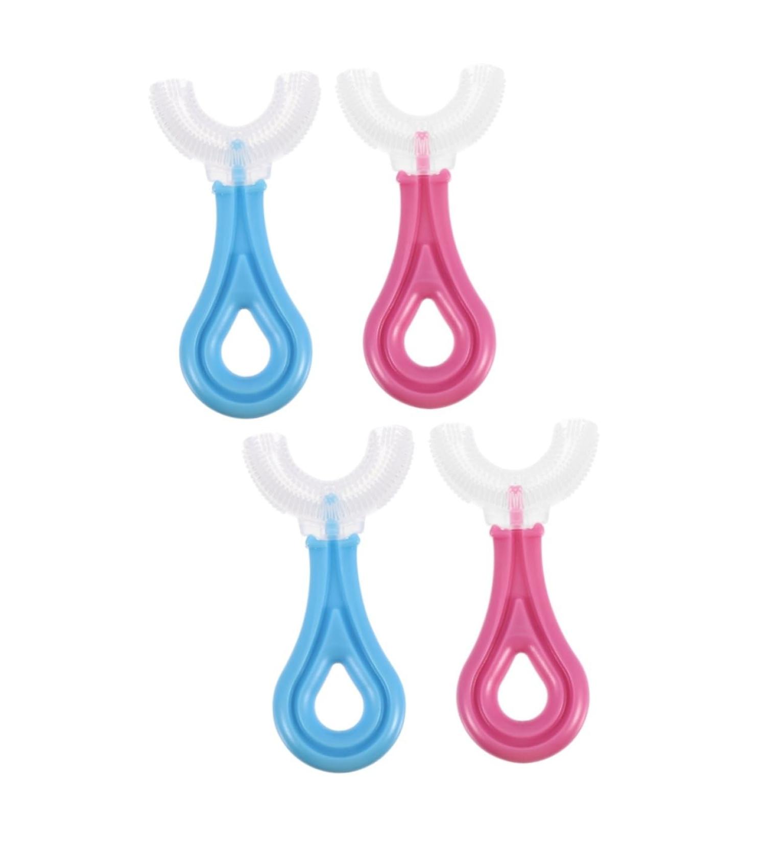 Fomiyes 4-Pack U-Shaped Silicone Toothbrushes for Toddlers & Kids - Gentle Mouth Care & Massage Brushes - Buy Online on GoSupps.com