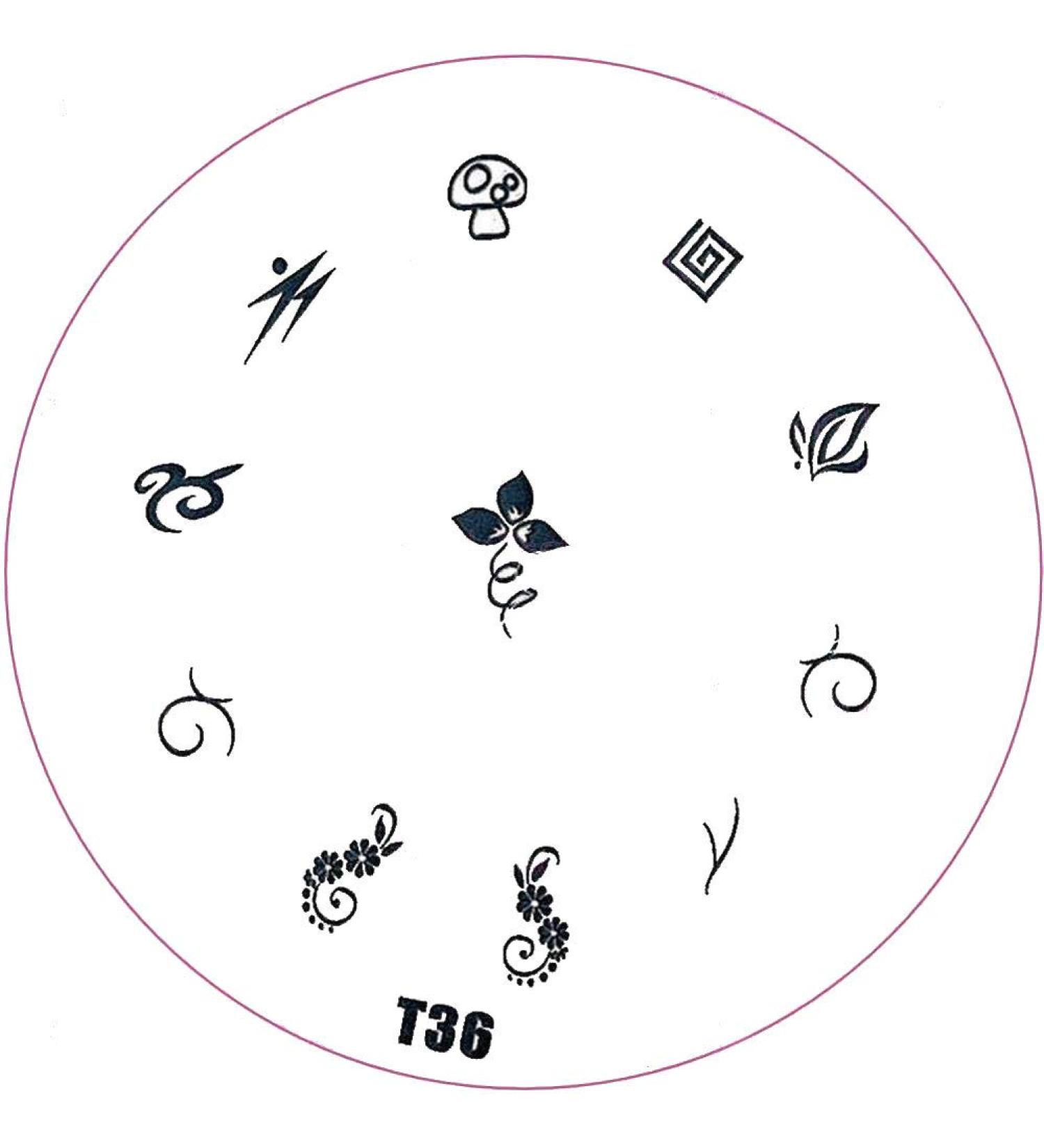++SPECIAL ITEM++ Stamping stencil T-Series: T36 Ornaments tendrils mushroom