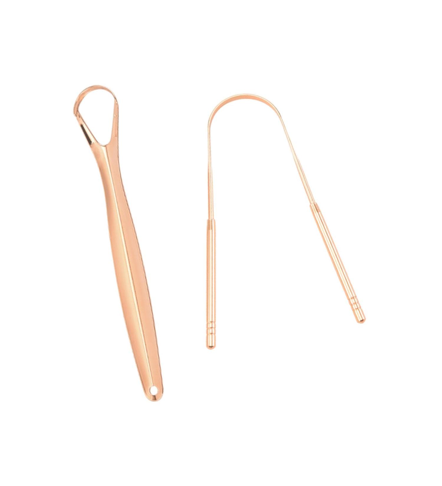 2-Piece Tongue Scraper Set for Fresh Breath | Gold Mouth Care Tools - Shop Internationally - Buy Online on GoSupps.com