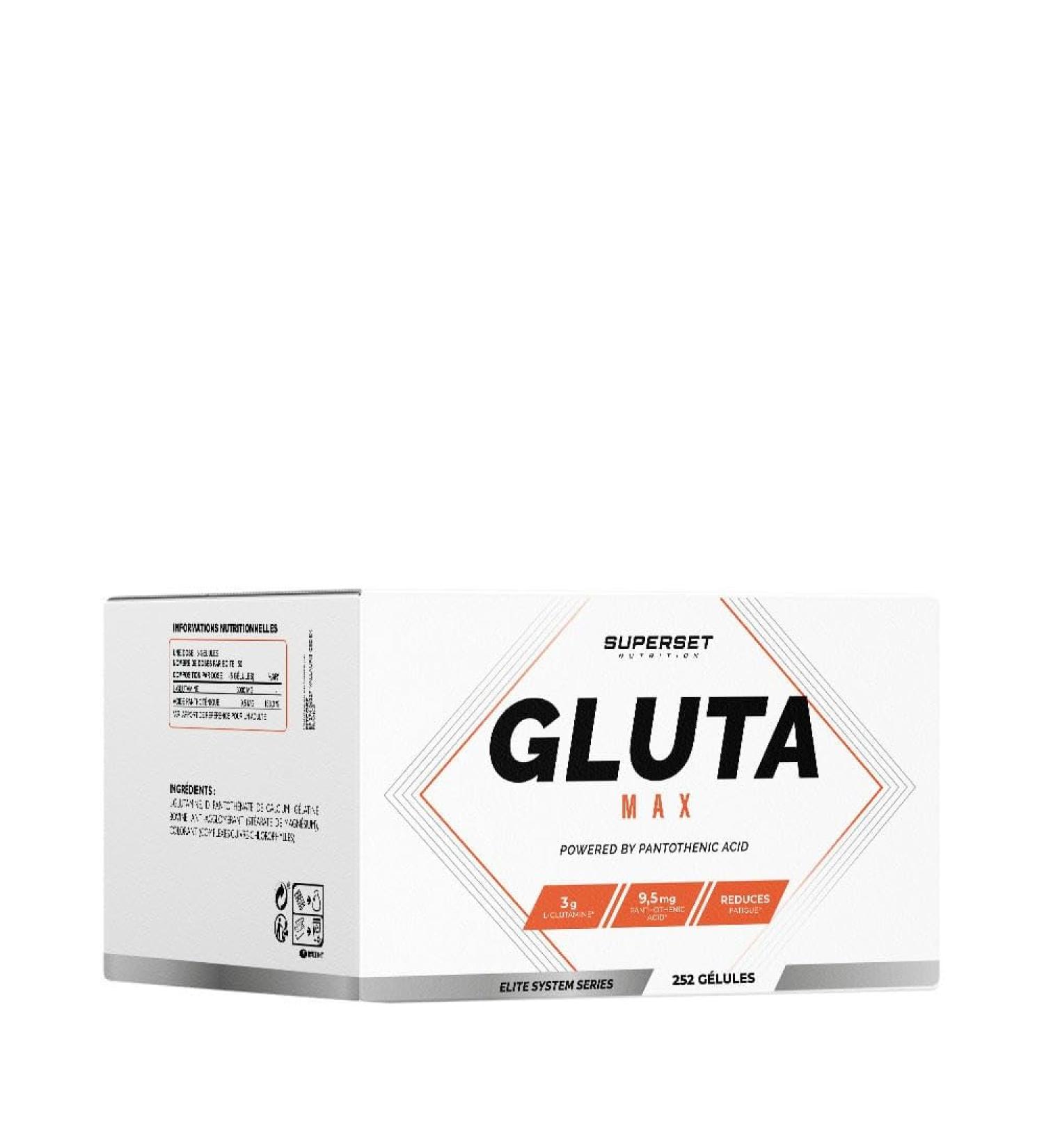 Superset Nutrition Gluta Max (252 Caps) | Glutamine | Anti-Catabolising Effect + B5 - Buy Online on GoSupps.com