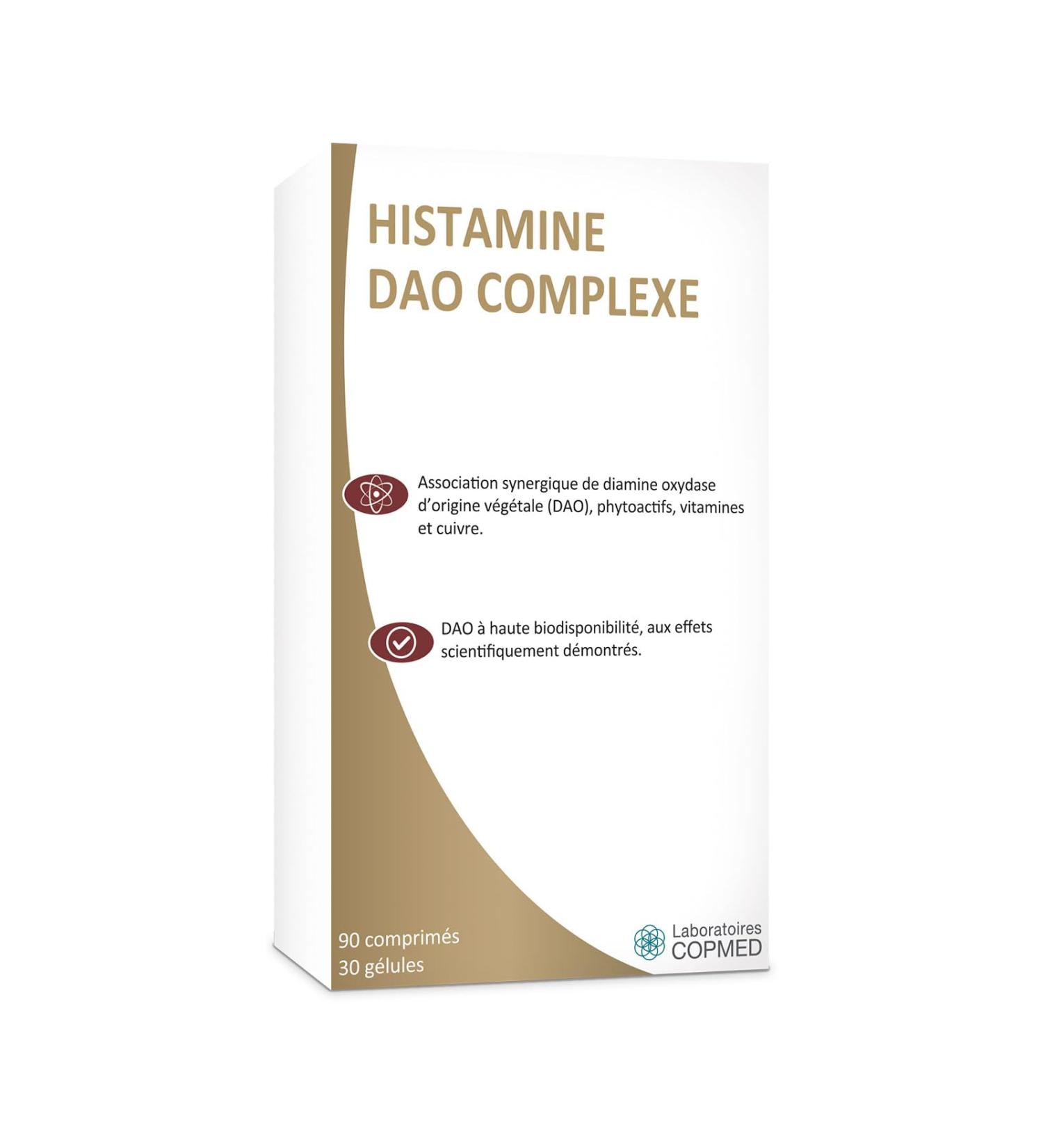 COPMED LABORATORIES - Histamine DAO Complex - Food supplement - Histamine intolerance - CAD deficiency - French brand - Case of 90 tablets and 30 vegetable capsules - Buy Online on GoSupps.com
