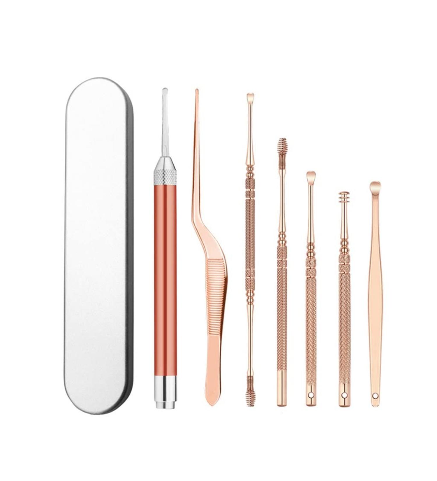 ygqzm 7pcs/Set LED Ear Wax Pickers Stainless Steel Earpick Wax Remover Curette Ear Cleaner Spoon 1 D - Buy Online on GoSupps.com