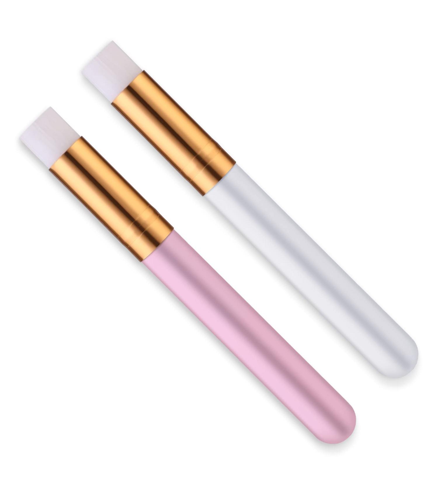 Molain Eyelash Shampoo Brushes - 2 Pieces Nose-Pore Deep Cleaning Face Brushes for Eyelash Extensions - Pink & White - Buy Online on GoSupps.com