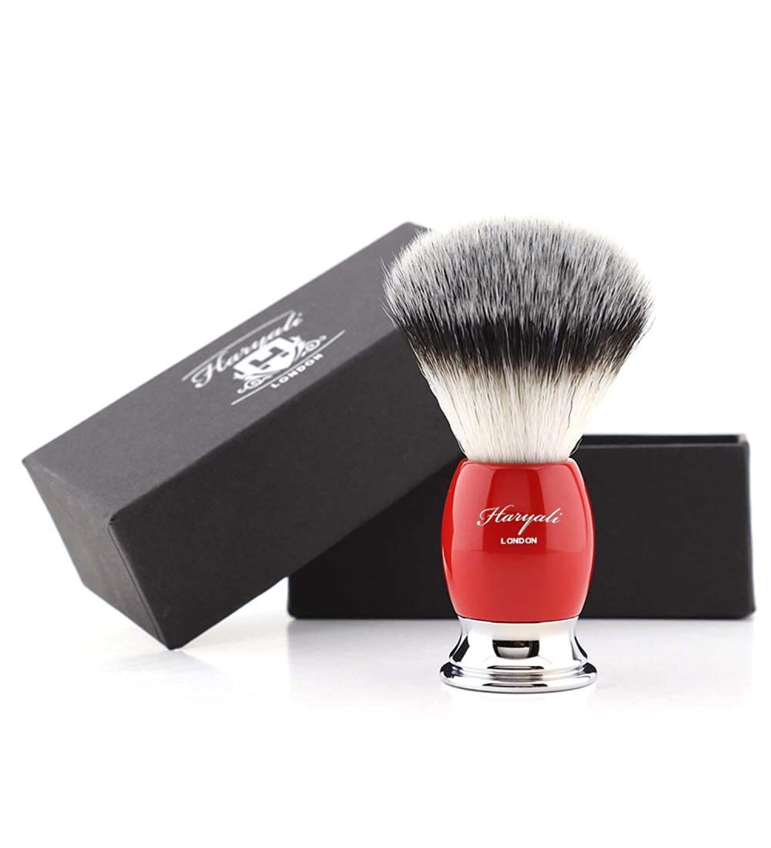 Premium Red Shaving Brush with Shiny Metal Base & 100% Synthetic Silver Tips - Perfect for Luxurious Shaving - Buy Online on GoSupps.com