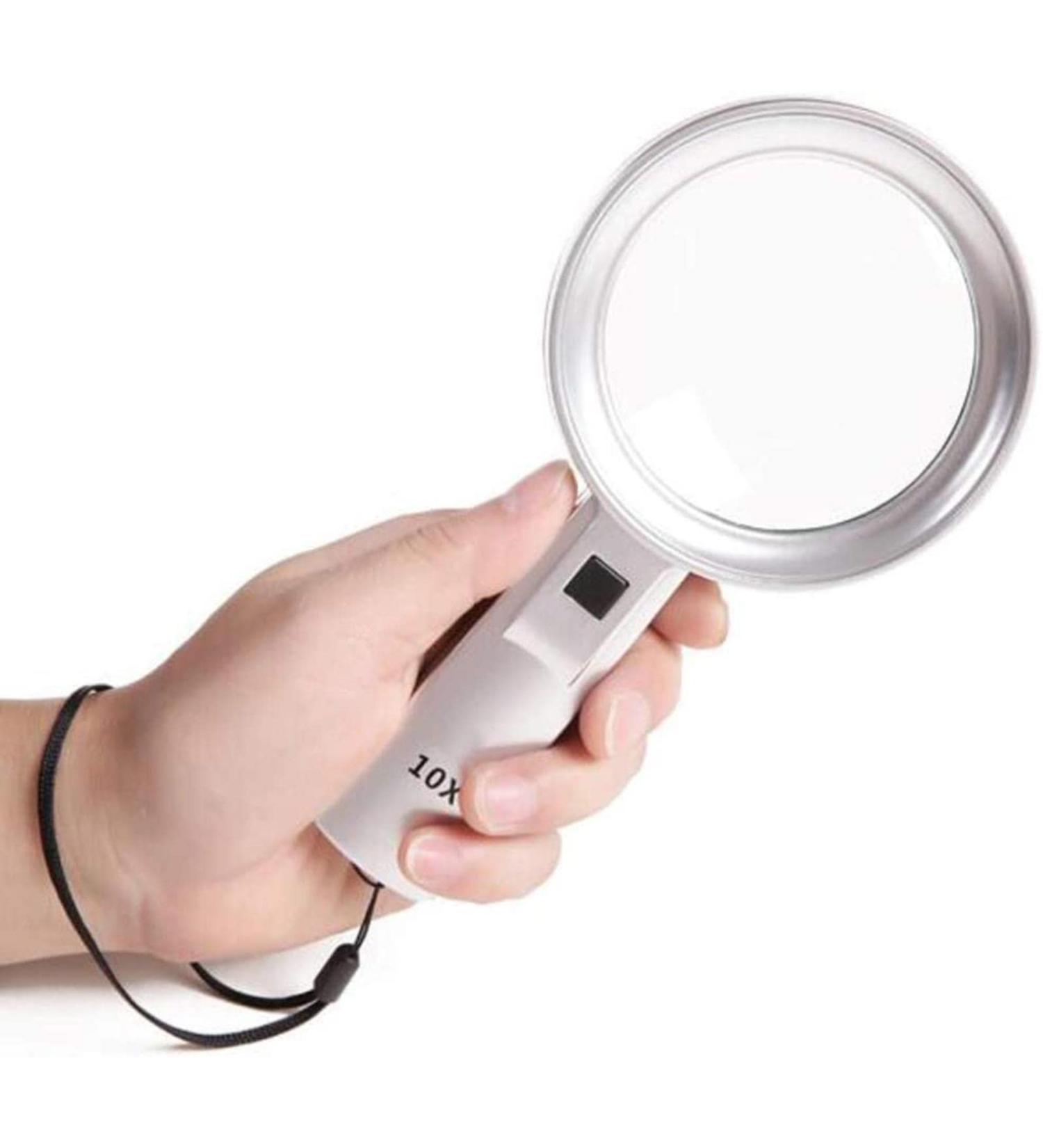 Professional Led Magnifier 10x Magnifier Handheld with 6 Led Lights Reading Double Glass Lens for Seniors Read Coins Stamps Map Full of Stars - Buy Online on GoSupps.com