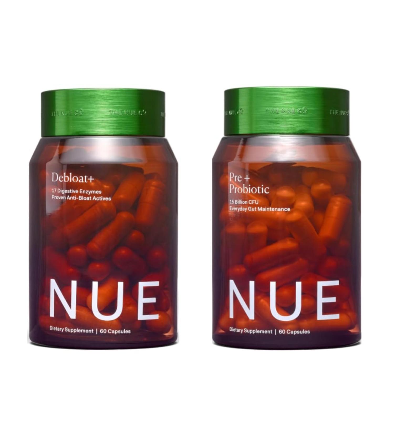 The Nue Co. (Debloat+ & Pre+ Probiotic Gut Health Supplement - Supports Digestive Balance Reduced Bloating & Microbiome Health - Vegan Clean & Gluten Free Daily Gut Health Regimen | 120 Capsules - Buy Online on GoSupps.com