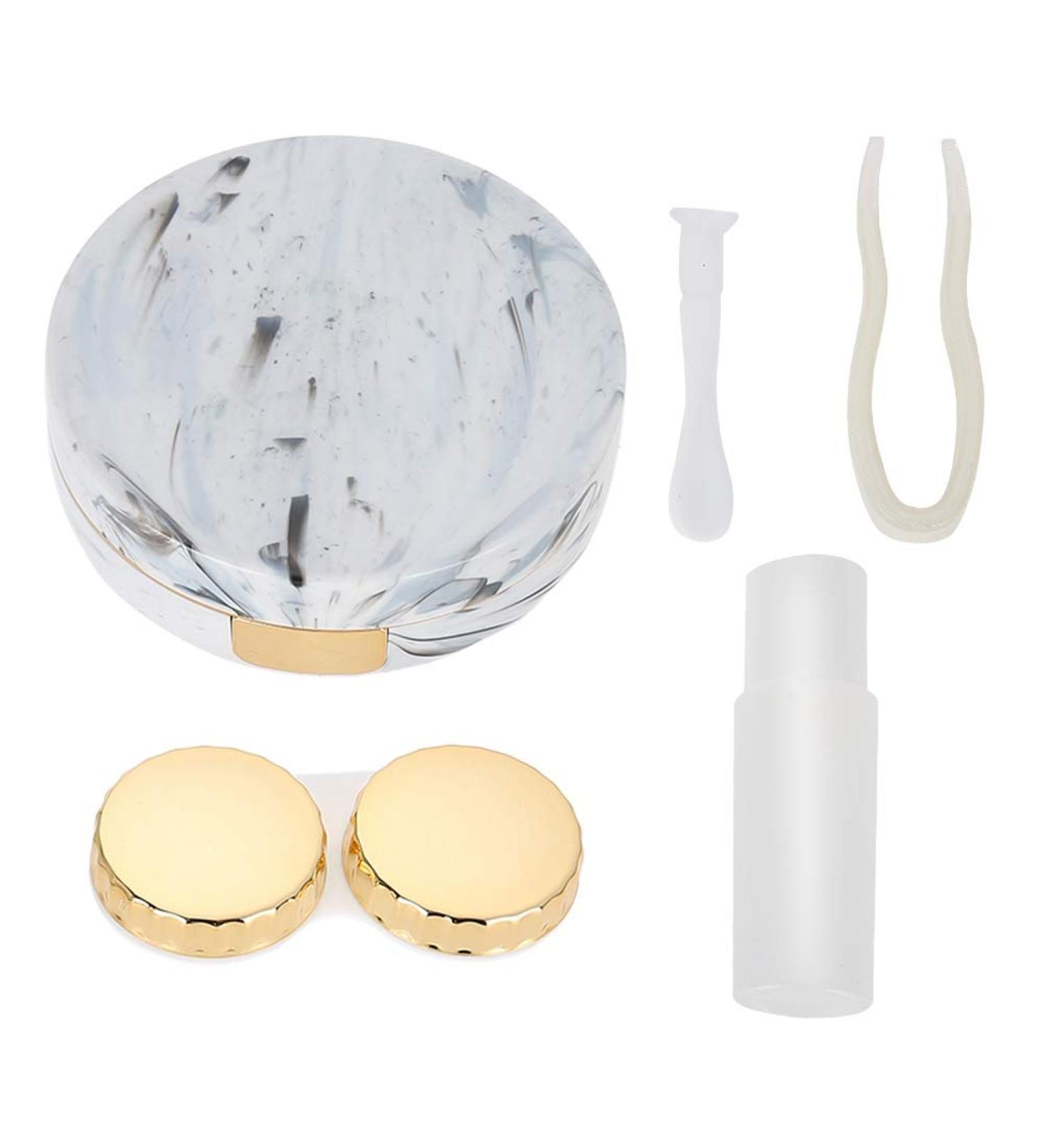 Portable Lens Case 4 Colors Soaking Lenses Case with Mirror Plastic Marble Pattern Eye Care Kit Container(#4) - Buy Online on GoSupps.com