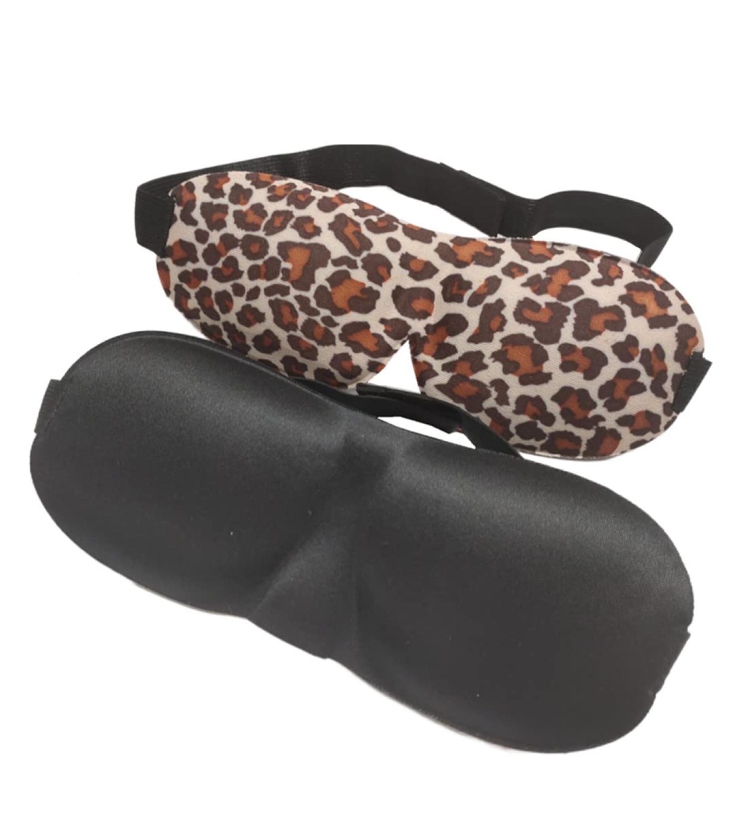 2 Pack Leopard Print Black 3D Sleep Mask for Women - Adjustable Strap, Lightweight & Comfortable - Ideal for Travel, Nap, Shift Works - Buy Online on GoSupps.com