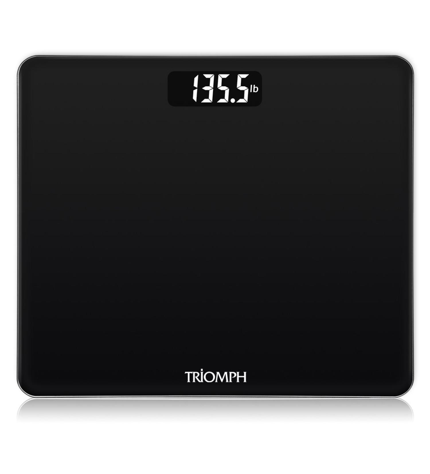 Triomph Digital Body Weight Scale - Ultra Slim Design, 6mm Tempered Glass, 400lb Capacity, Black - Buy Online on GoSupps.com