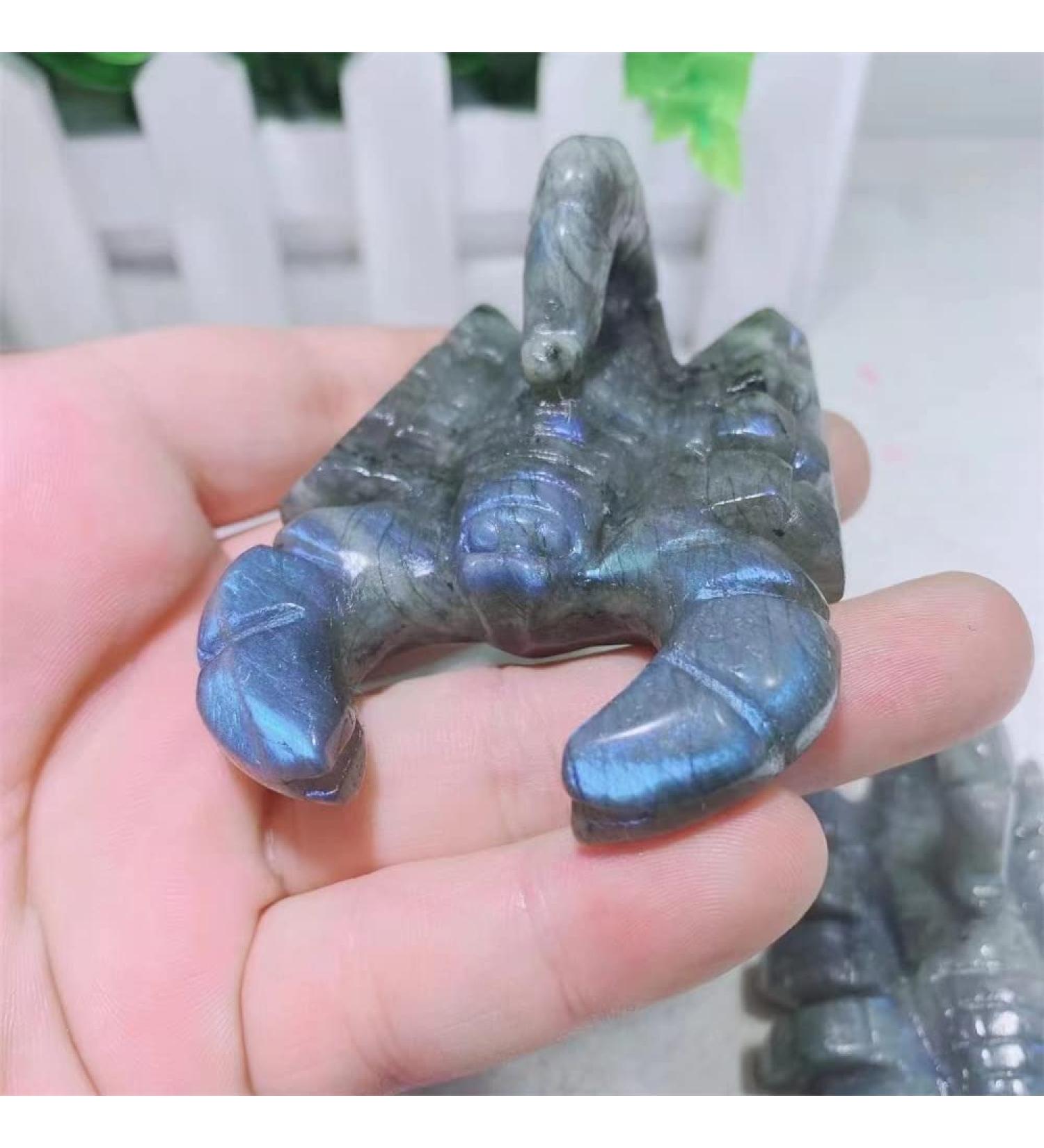 Crystal Rough 1pcs Natural Blue Labradorite Hand Crved Scorpion Polished Crystal Stones for Sale - Buy Online on GoSupps.com