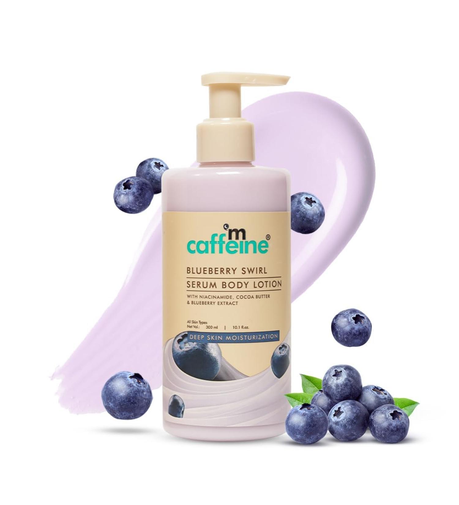 M.C.a.f.f.e.i.n.e Blueberry Swirl Serum Body Lotion with Niacinamide Cocoa Butter & Blueberry Extract Deep Skin Moisturization All Skin Types 300ml - Buy Online on GoSupps.com