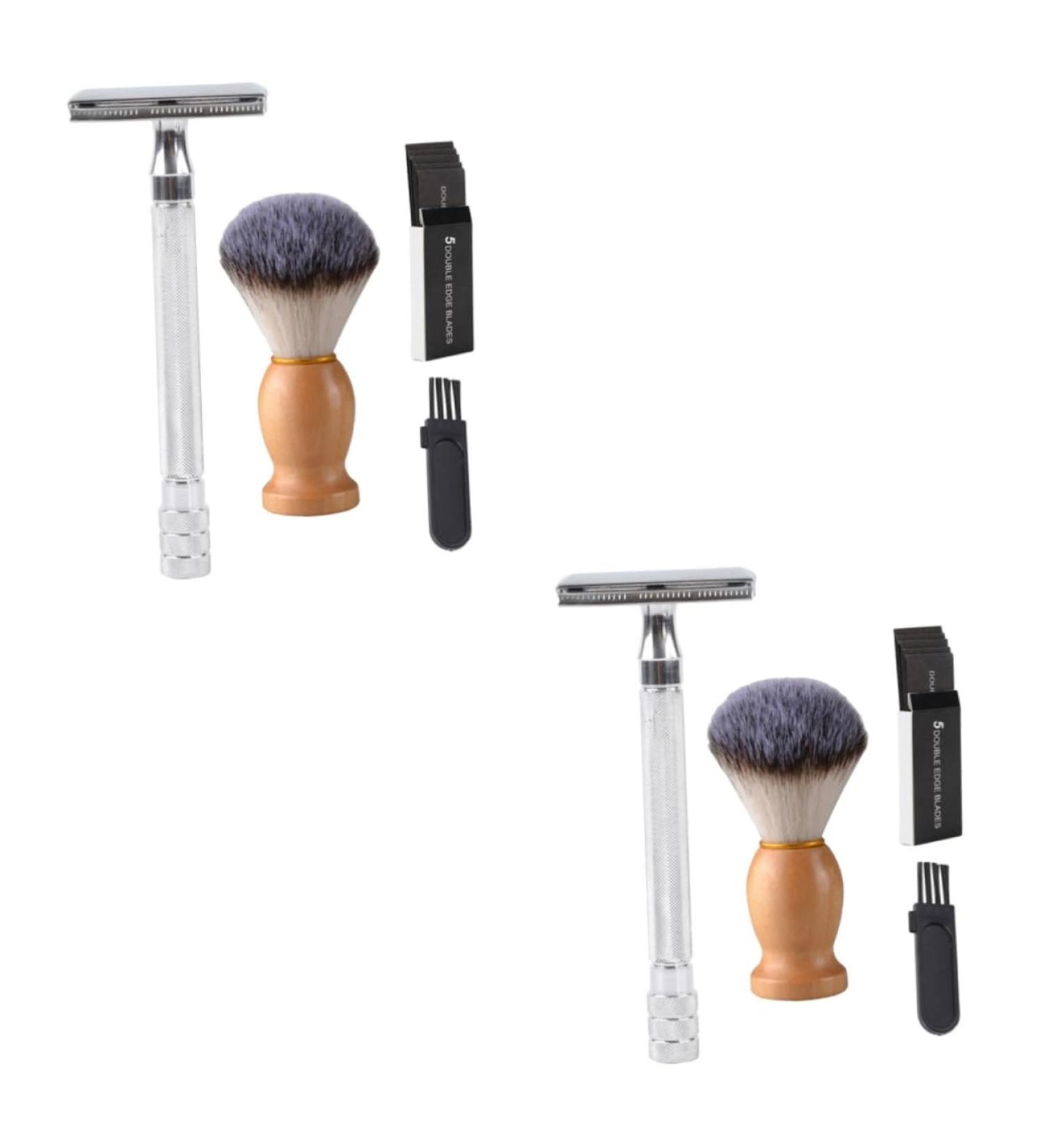 Beaupretty Manual Razor Facial Trimmer for Men - Portable Double Razor & Shaving Brush Set - International Shipping Available - Buy Online on GoSupps.com