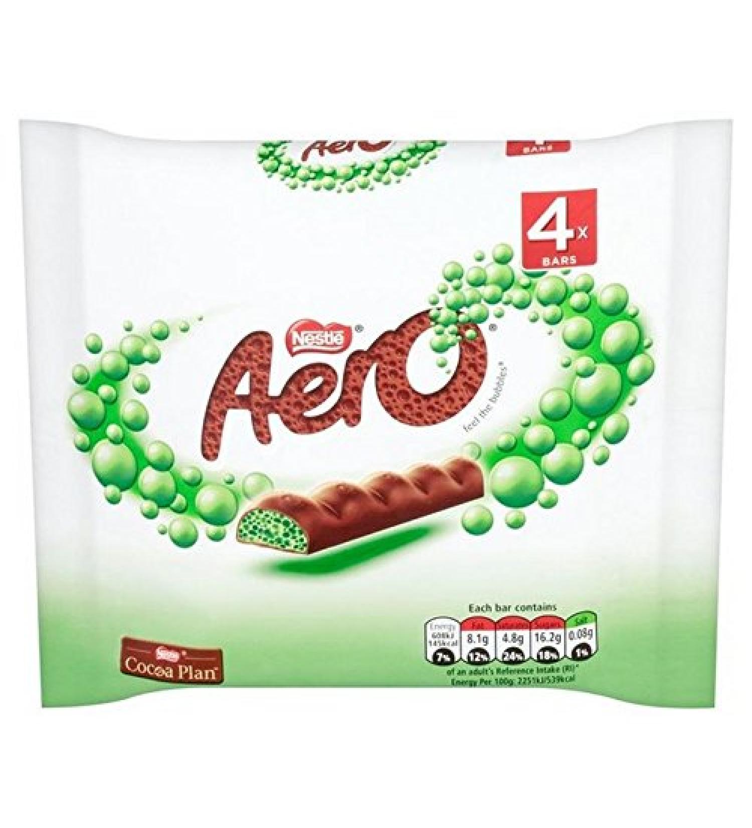 Aero Chocolate Mint Chunks Bars Multipack 4 X 27G (Pack of 6)