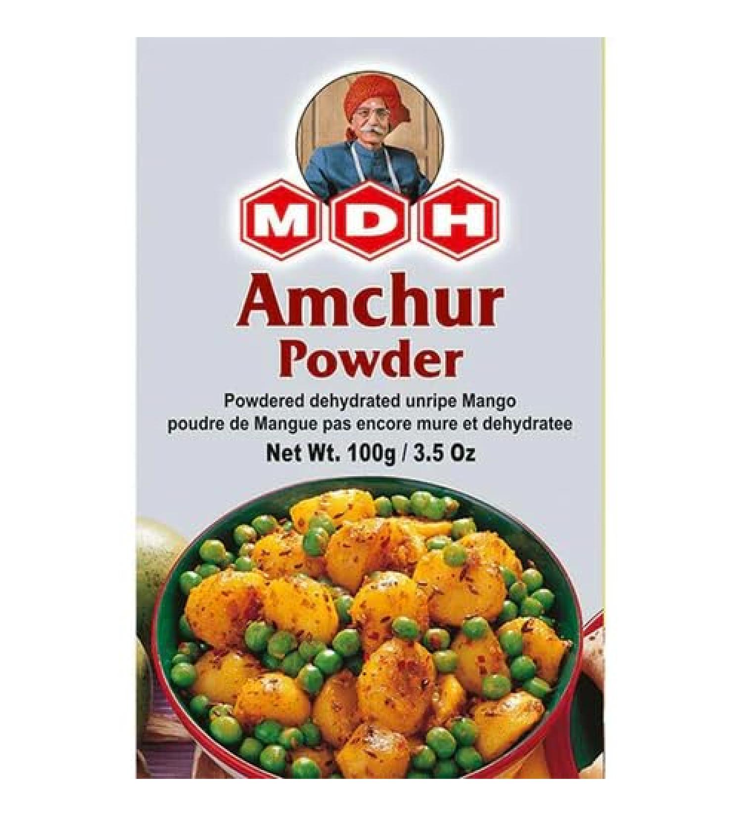 MDH Various Seasoning Masala Powder - A Mixture of Spices Adds Taste - Aromatic & Enhances the flavor of the meal -Simplifies & Speeds Up The Cooking Process (Amchoor Powder (100g) Pack of 1)