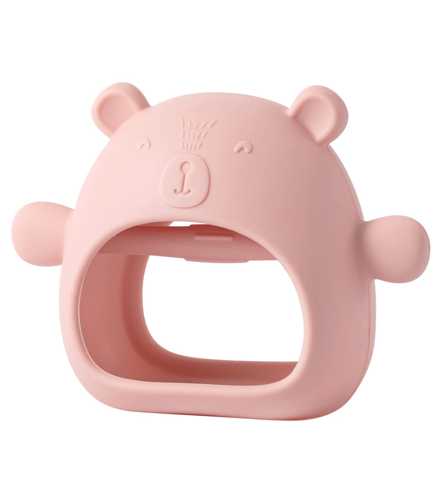 RMGVG Baby Teething Mitten Toy | Silicone Anti-Drop Teether for Infants 3+ Months | Pain Relief Chew Toy | BPA-Free | Dark Pink - Buy Online on GoSupps.com