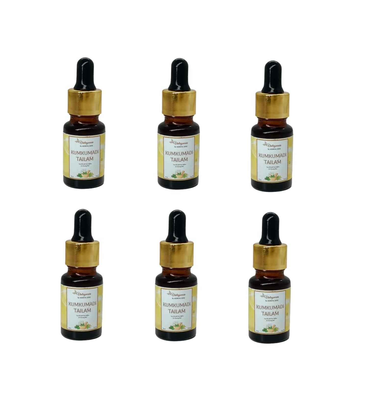 Vintageware Natural Kumkumadi Tailam Face Oil for Glowing Skin Radiant & Youthful Complexion (10ml x 6) 6.67 ml (Pack of 6) - Buy Online on GoSupps.com