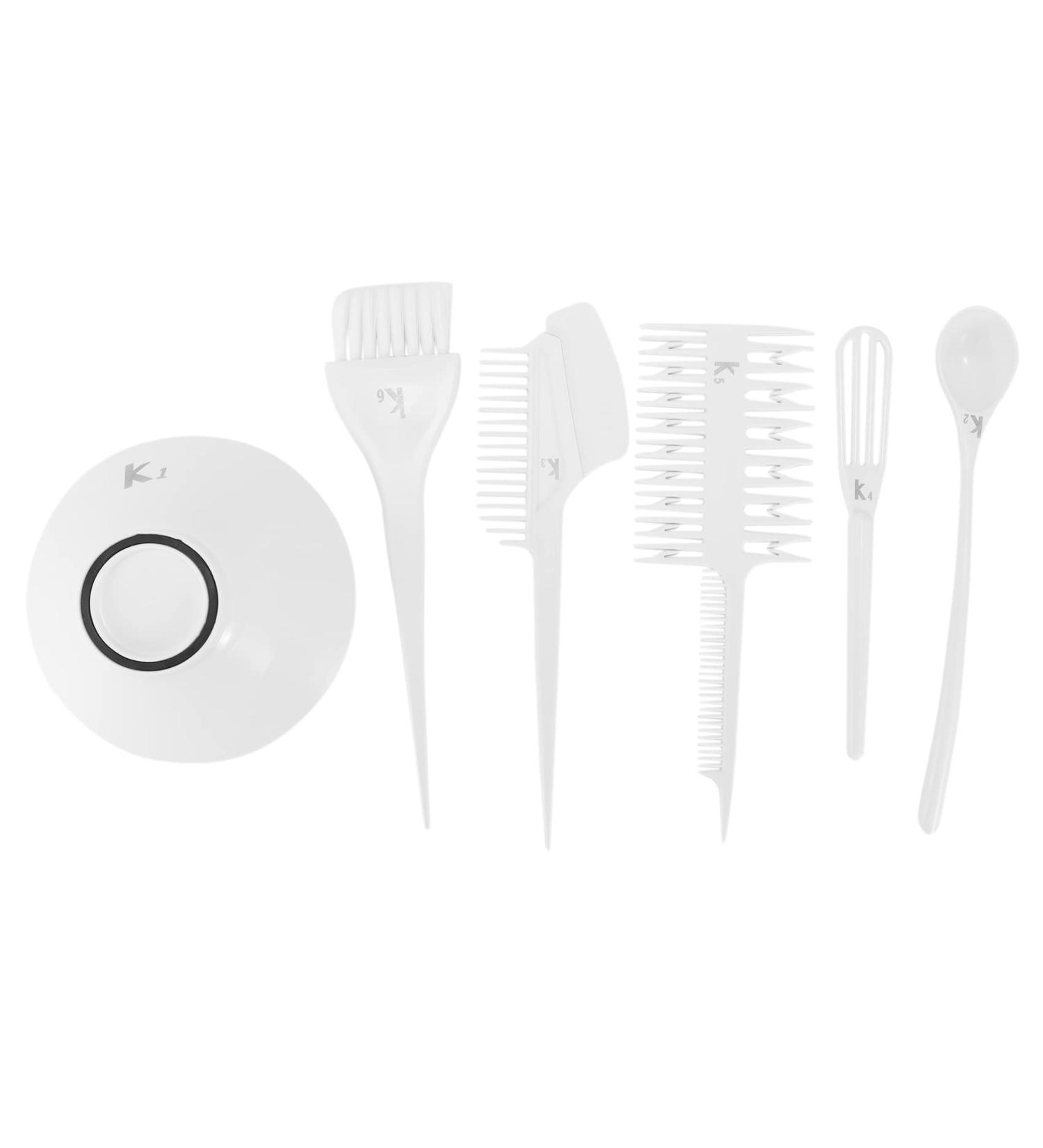 Sujhyrty Hair Dye Set Hair Highlight Set Hair Dye Mixing Bowl Hair Coloring Hair Comb-White - Buy Online on GoSupps.com