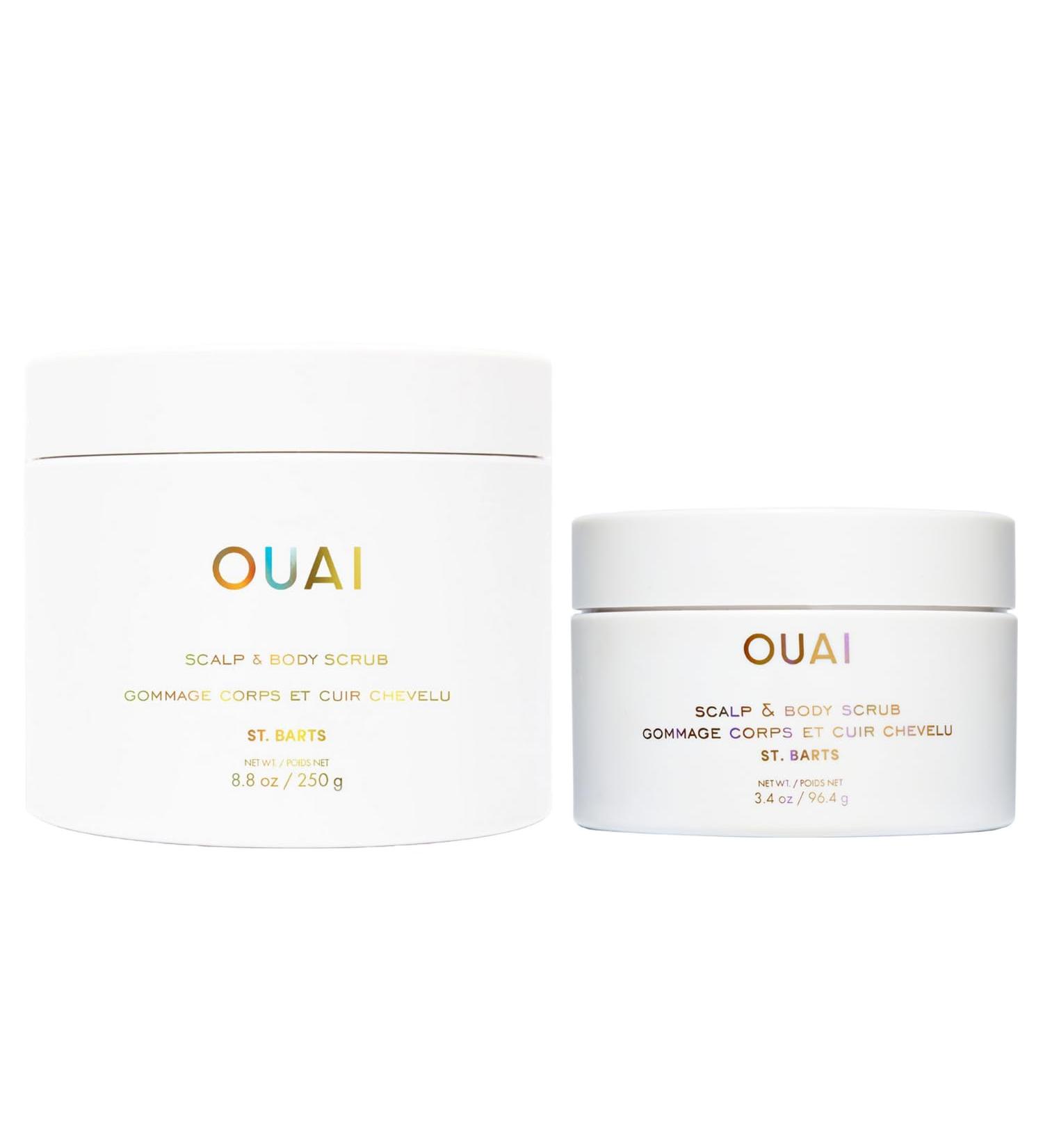 OUAI St. Barts Scalp & Body Scrub Bundle - Foaming Coconut Oil Sugar Scrub & Gentle Scalp Exfoliator Cleanses, Removes Buildup & Moisturizes Skin - Sulfate Free Body Care (2 Count, 3.4 Oz/8.8 Oz) - Buy Online on GoSupps.com