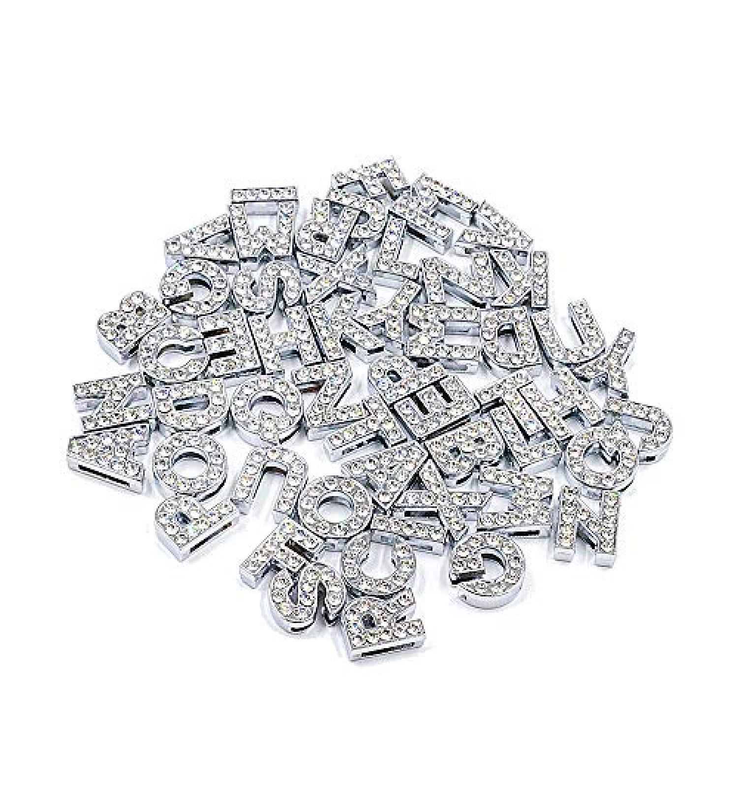 AUEAR 52 Pack Silver Rhinestone A-Z 8mm Slide Charms - Alphabet Letter Charm for DIY Jewelry Making - Buy Online on GoSupps.com