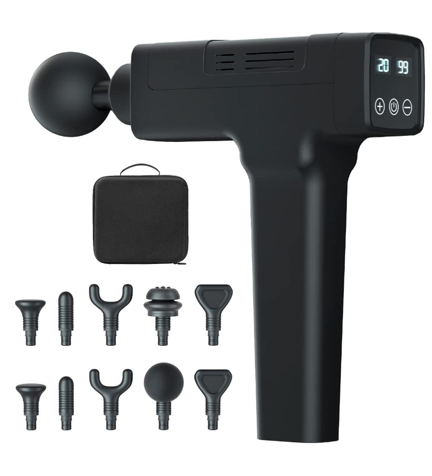 Handheld Electric Massage Gun - Deep Tissue Muscle Massager with 10 Heads & 20 Speeds - Buy Online on GoSupps.com