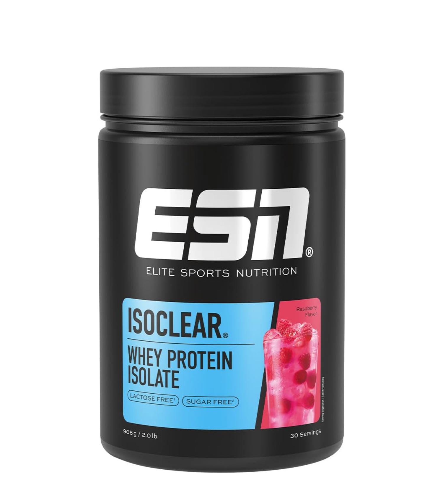 Buy ESN ISOCLEAR Raspberry Whey Isolate Protein Powder - 908g | Premium Clear Whey for Enhanced Muscle Recovery - International Shipping Available - Buy Online on GoSupps.com