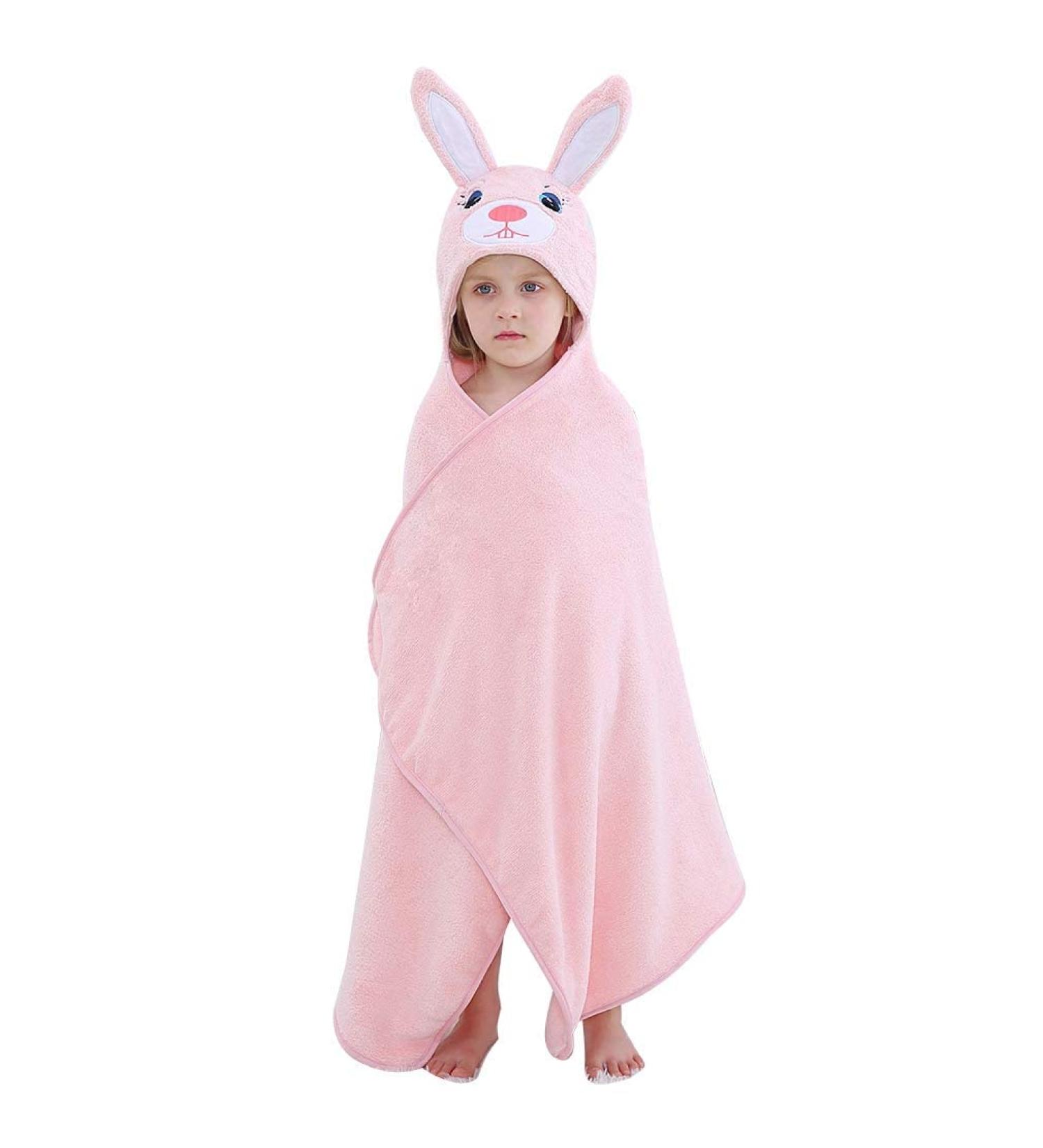 Cartoon Hooded Baby Towel | Premium Soft Bathrobe for 0-7T | Rabbit Design | 27.5 x 47 Inch - Buy Online on GoSupps.com
