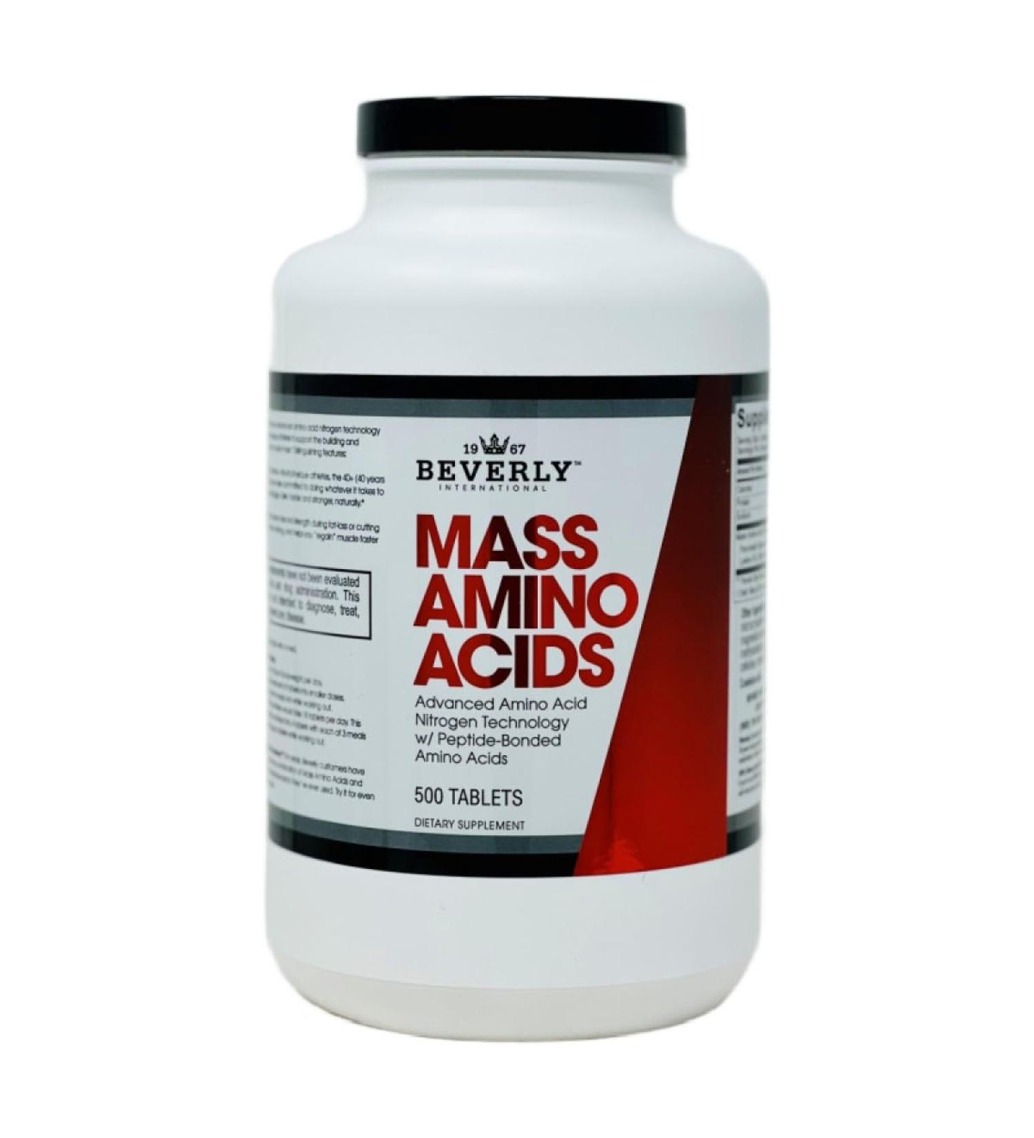 Beverly International Mass Amino Acids - 500 Tabs | Essential for Muscle Recovery & Repair | Pre/Post Workout Supplement | Complete Amino Acid Profile - Buy Online on GoSupps.com