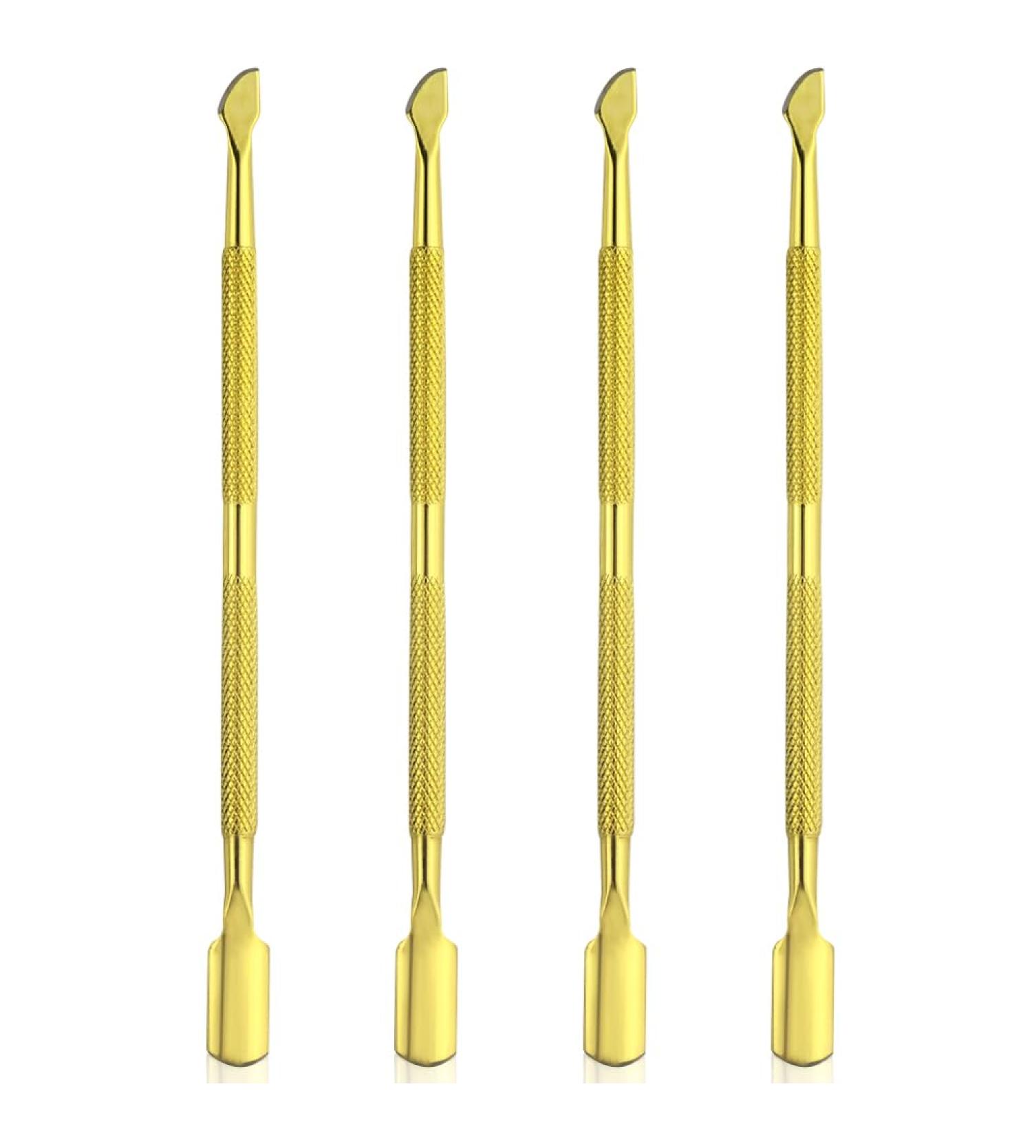 4 Pieces Gold Stainless Steel Nail Cuticle Pusher & Remover Tool Set - Double Ended Manicure & Pedicure for Fingernails & Toenails - Buy Online on GoSupps.com