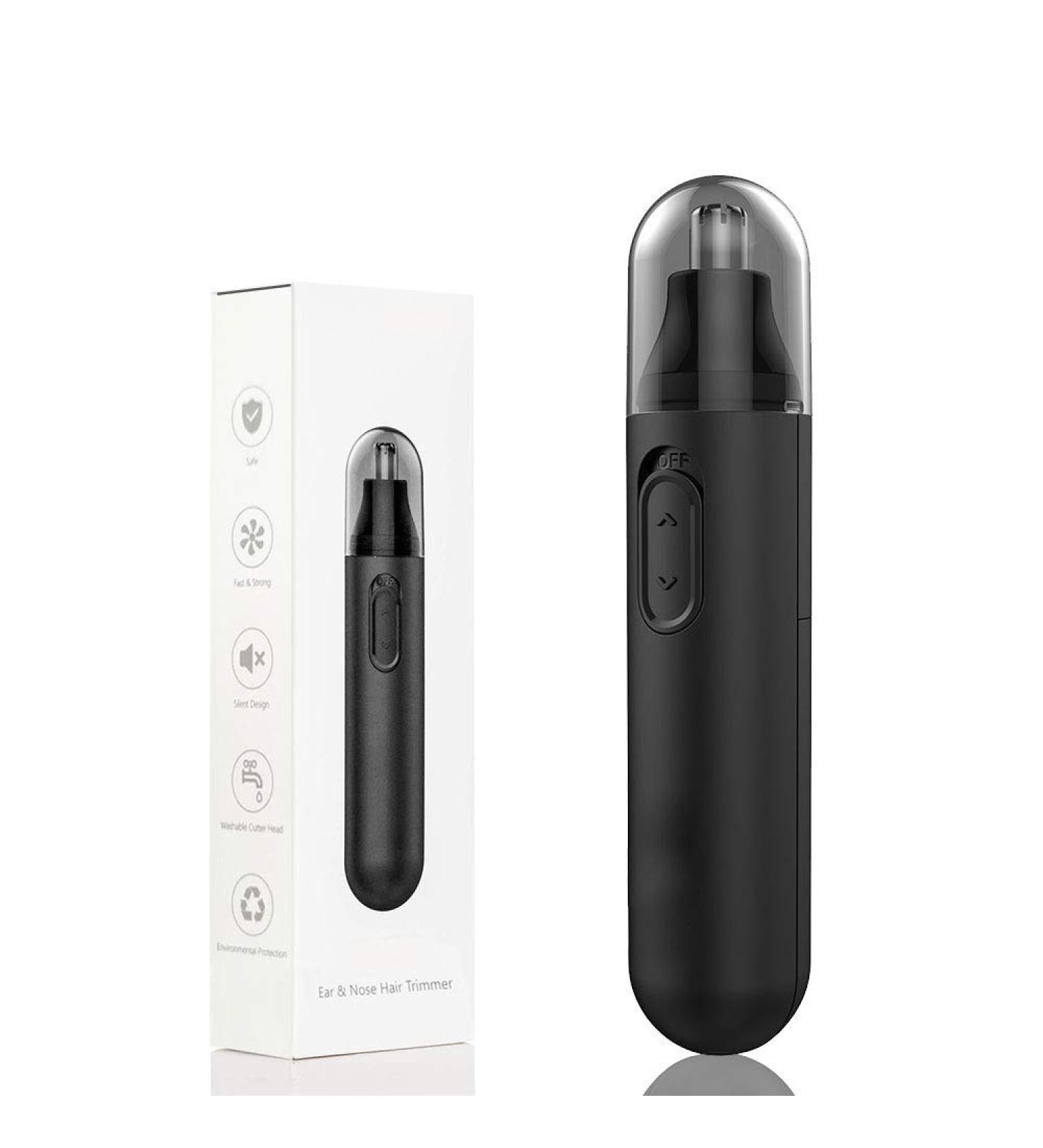 Professional Nose and Ear Hair Trimmer for Men and Women - Waterproof Stainless Steel Head - Dual Edge Blades - Mute Motor - Cleaning Brush - Buy Online on GoSupps.com