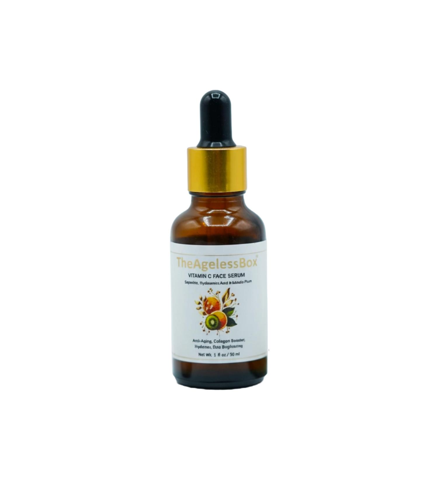 TheAgelessBox Ayurvedic Vitamin C Face Serum Anti-Aging Brightening & Hydrating Face Serum with Kakadu Plum Niacinamide & Hyaluronic Acid for Glowing Radiant Skin Vegan & Cruelty-Free 30ml - Buy Online on GoSupps.com