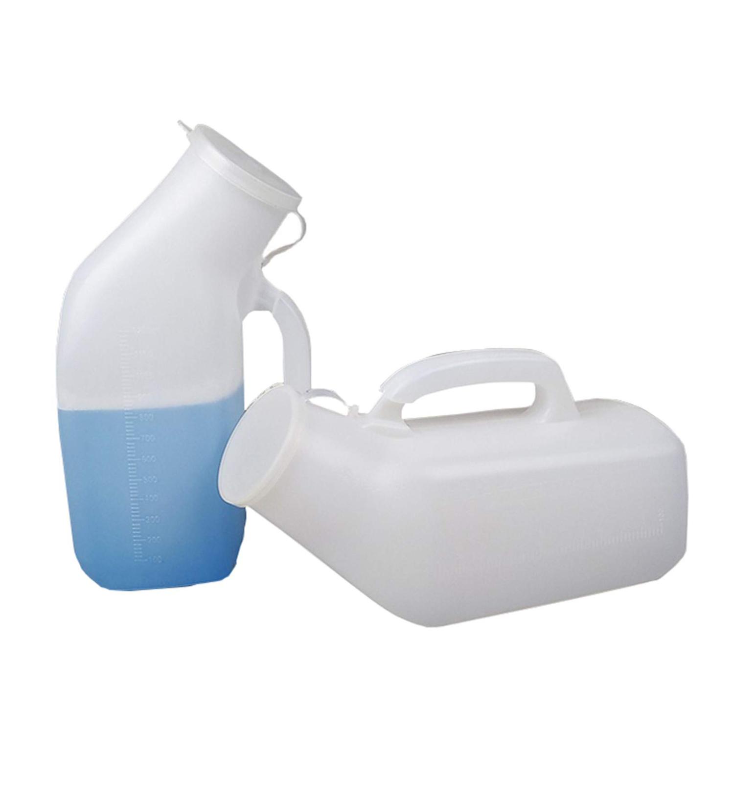 2PCS Urinals for Men White 1200ML Portable Male Urinal Bottle with Lid Urine Collection for for Hospital/Home/Camping/Car/Travel - Buy Online on GoSupps.com