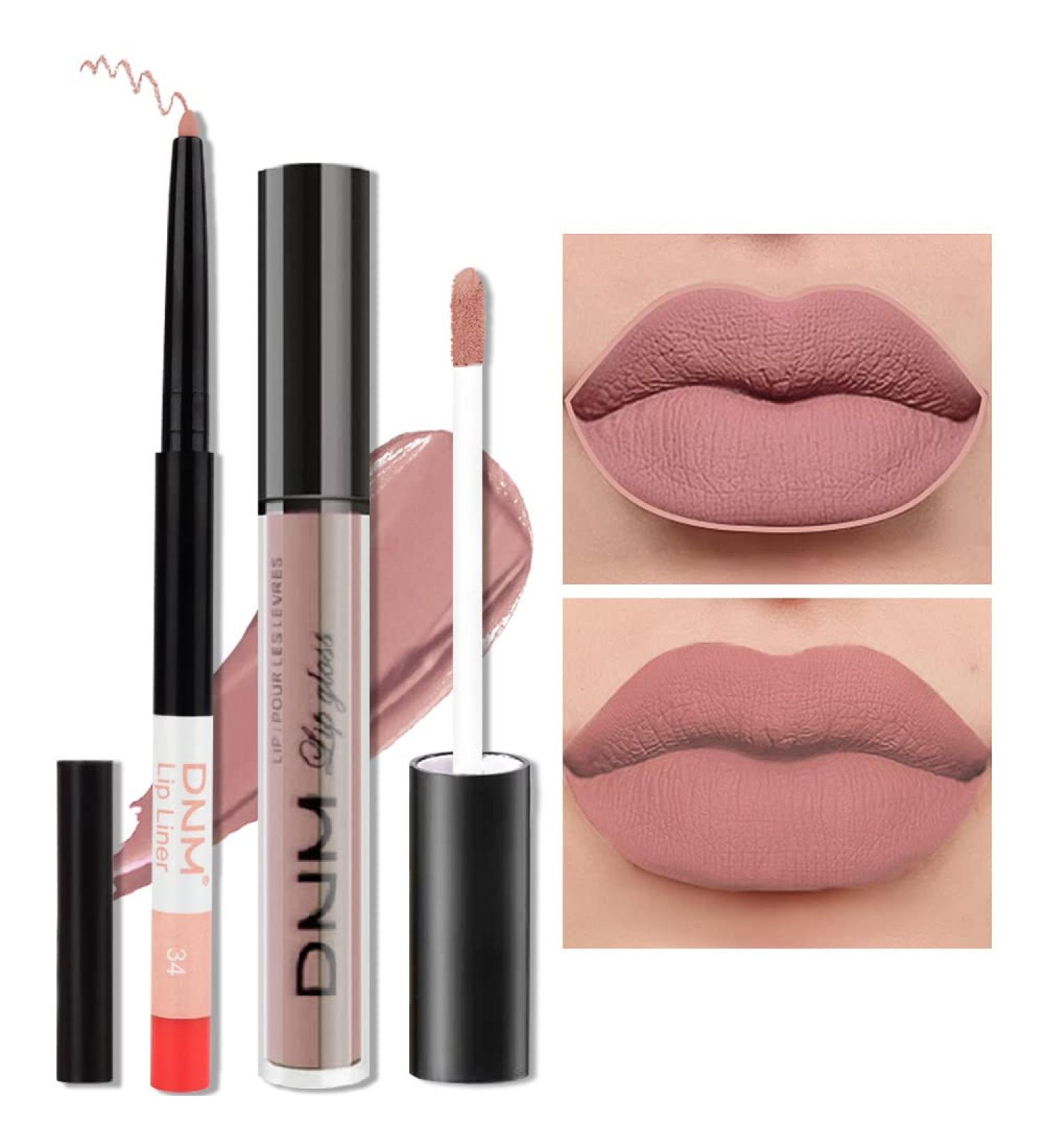 AMY'S DIARY 2pcs Nude Matte Lip Liner and Lipstick Set - Long Lasting, Waterproof Liquid Lipstick and Lip Liner Kit - Matt Lips Makeup for 24H Wear (34) - Buy Online on GoSupps.com