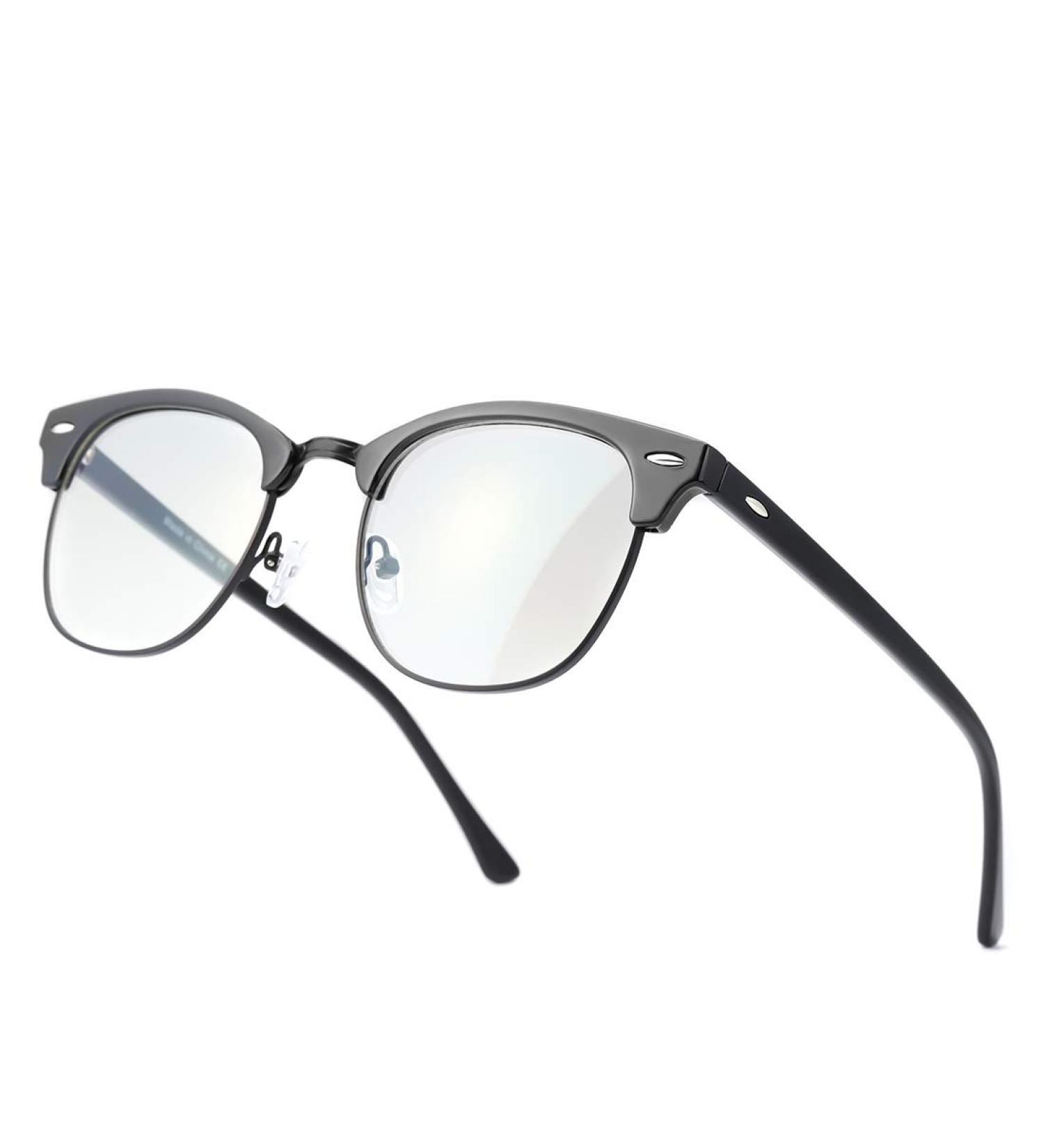Kimorn Blue Light Filter Glasses - Anti-Fatigue Half-Bordering Computer Glasses for Improved Sleep | Glossy Black Frame & Anti-Blue Light Lens - Buy Online on GoSupps.com
